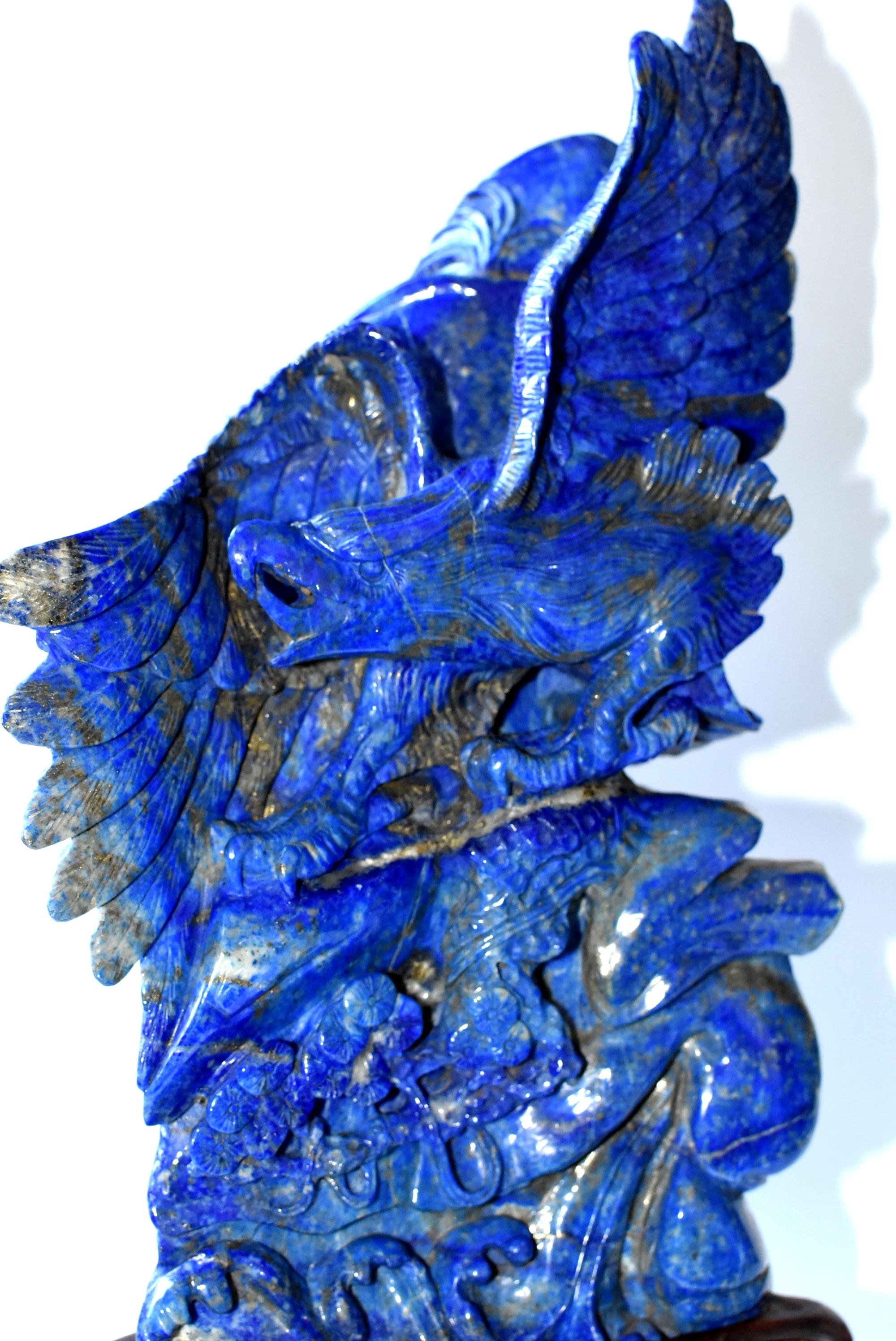 Natural Lapis Lazuli Eagle Sculpture, 8.2 Lb Large Statue 6