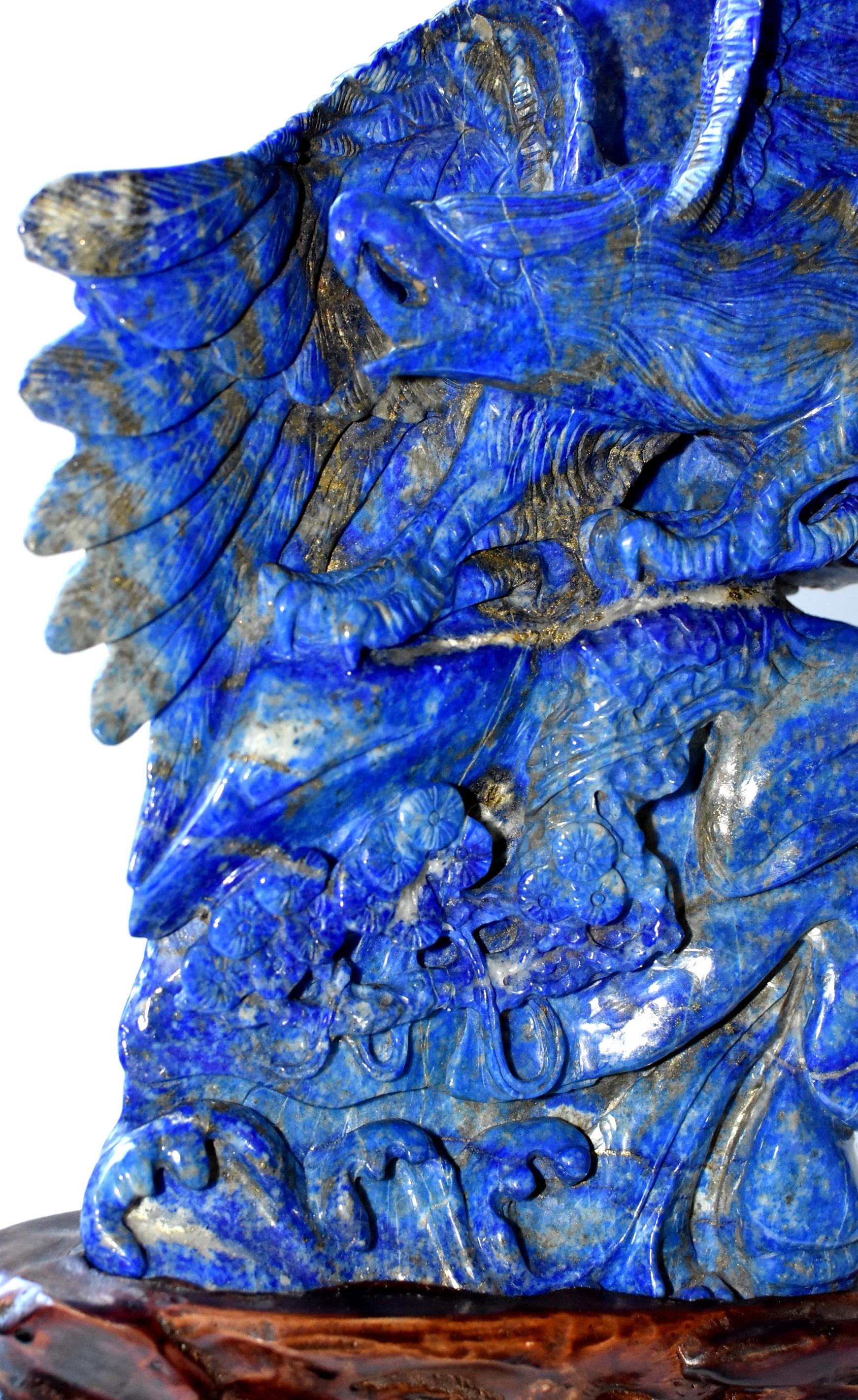 Natural Lapis Lazuli Eagle Sculpture, 8.2 Lb Large Statue 7