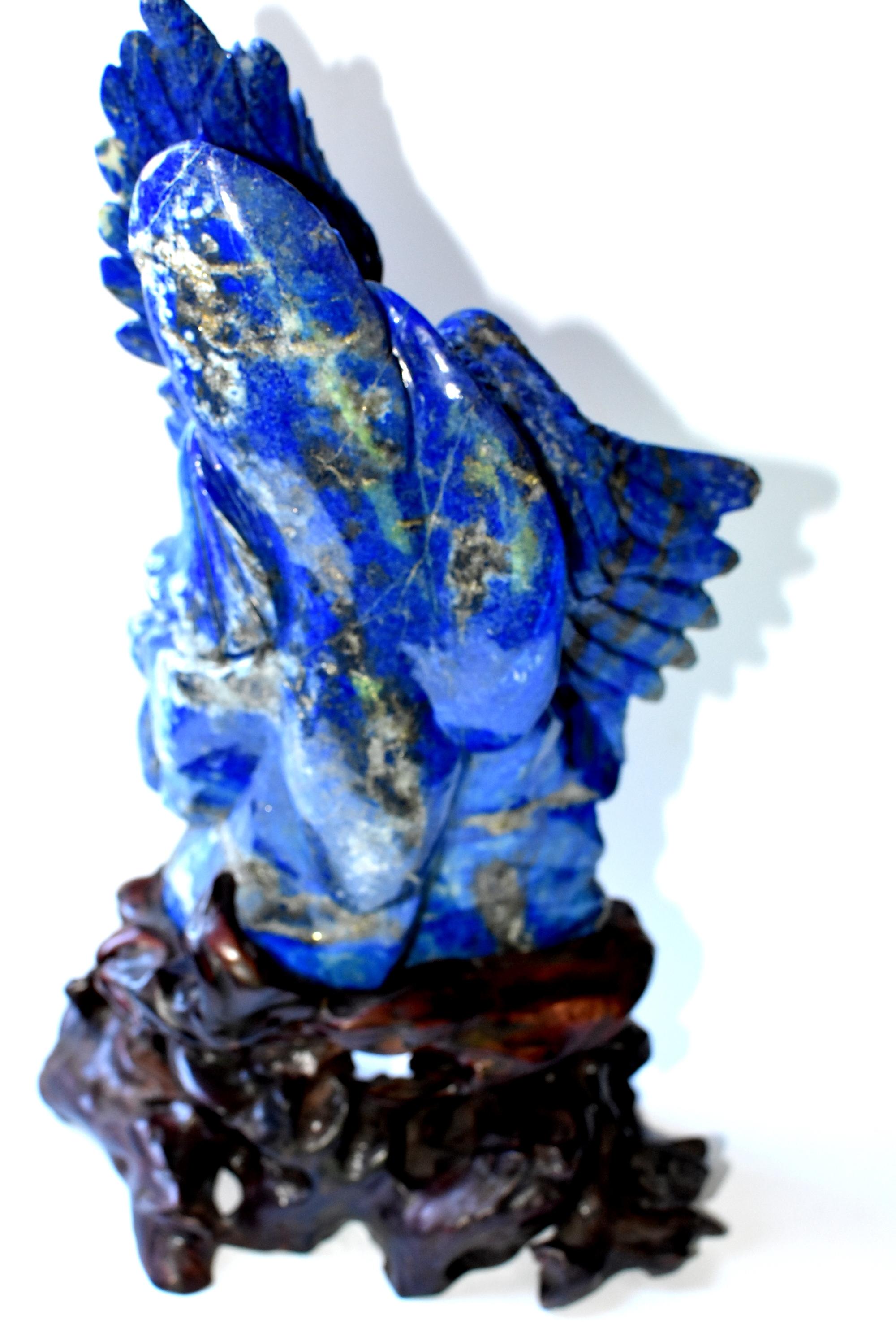 Natural Lapis Lazuli Eagle Sculpture, 8.2 Lb Large Statue 8