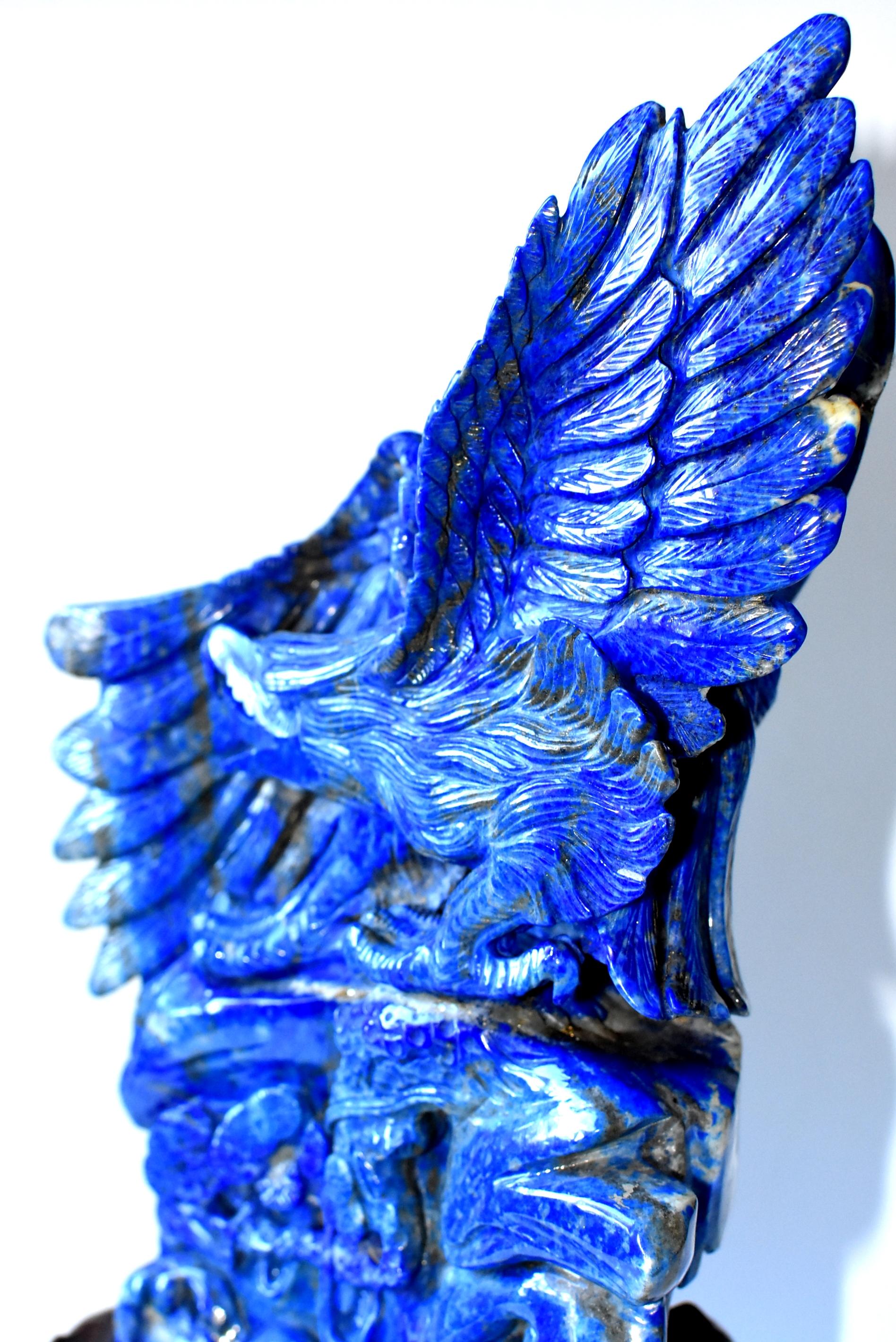 Natural Lapis Lazuli Eagle Sculpture, 8.2 Lb Large Statue 9