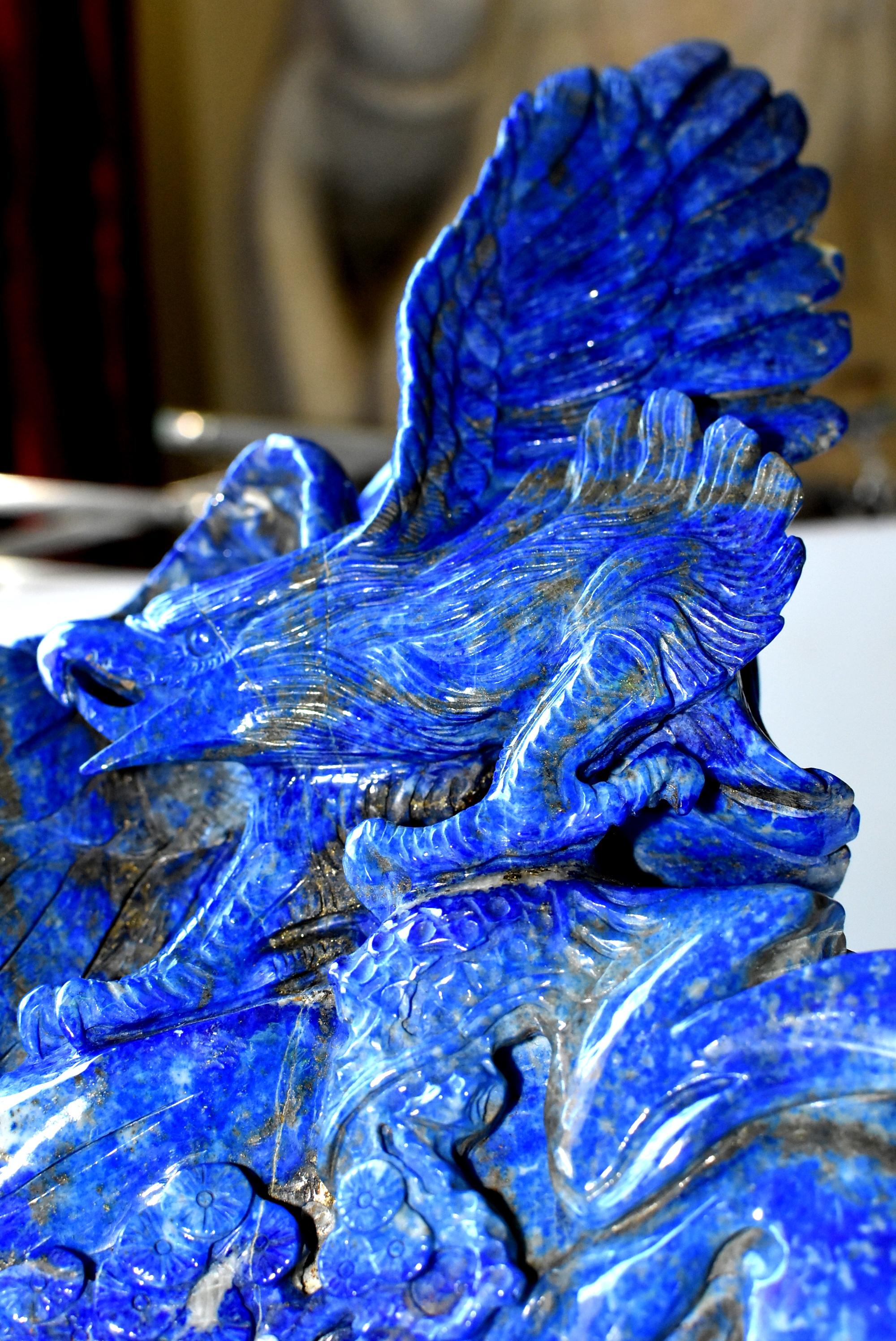 Natural Lapis Lazuli Eagle Sculpture, 8.2 Lb Large Statue 10