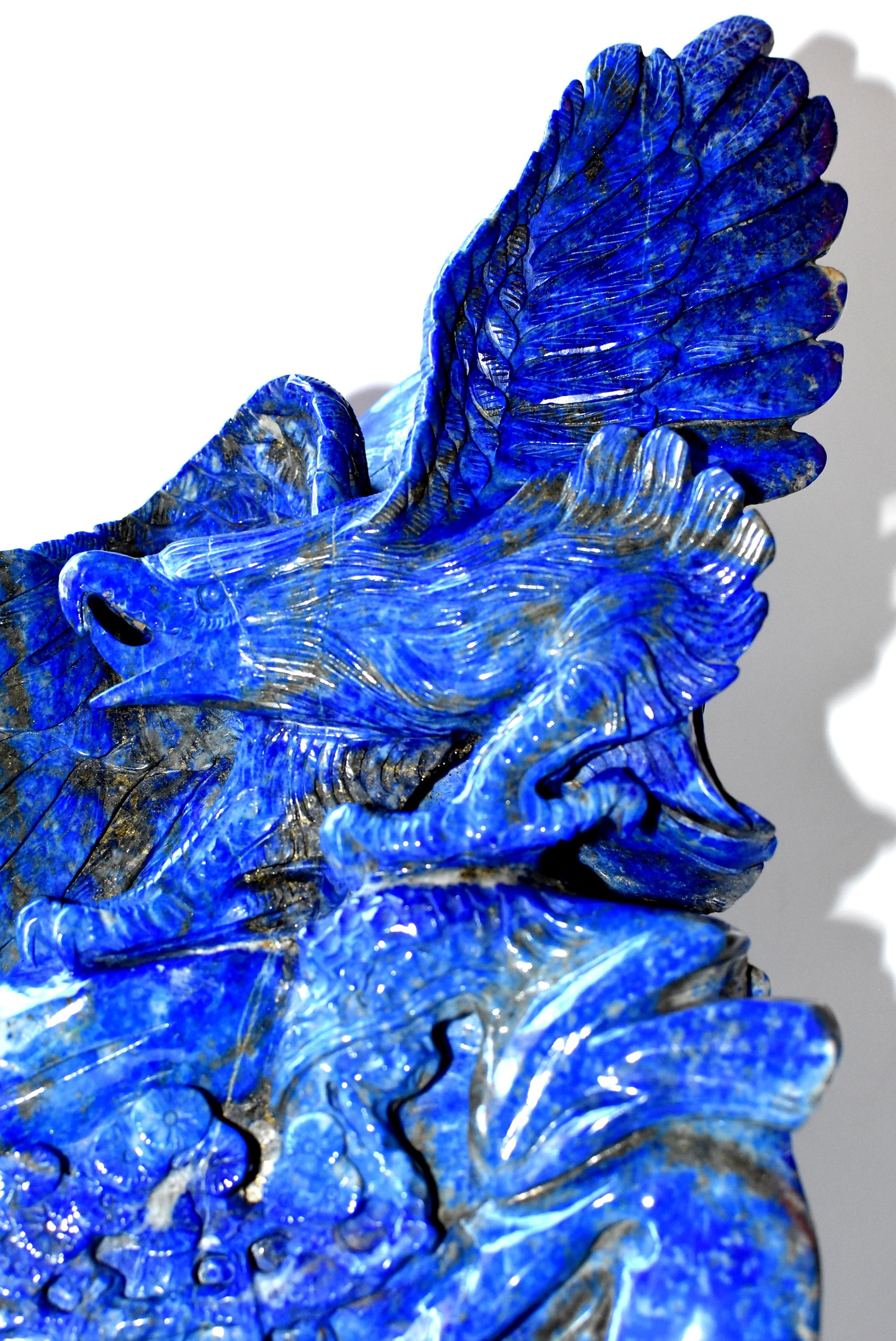 Natural Lapis Lazuli Eagle Sculpture, 8.2 Lb Large Statue 11