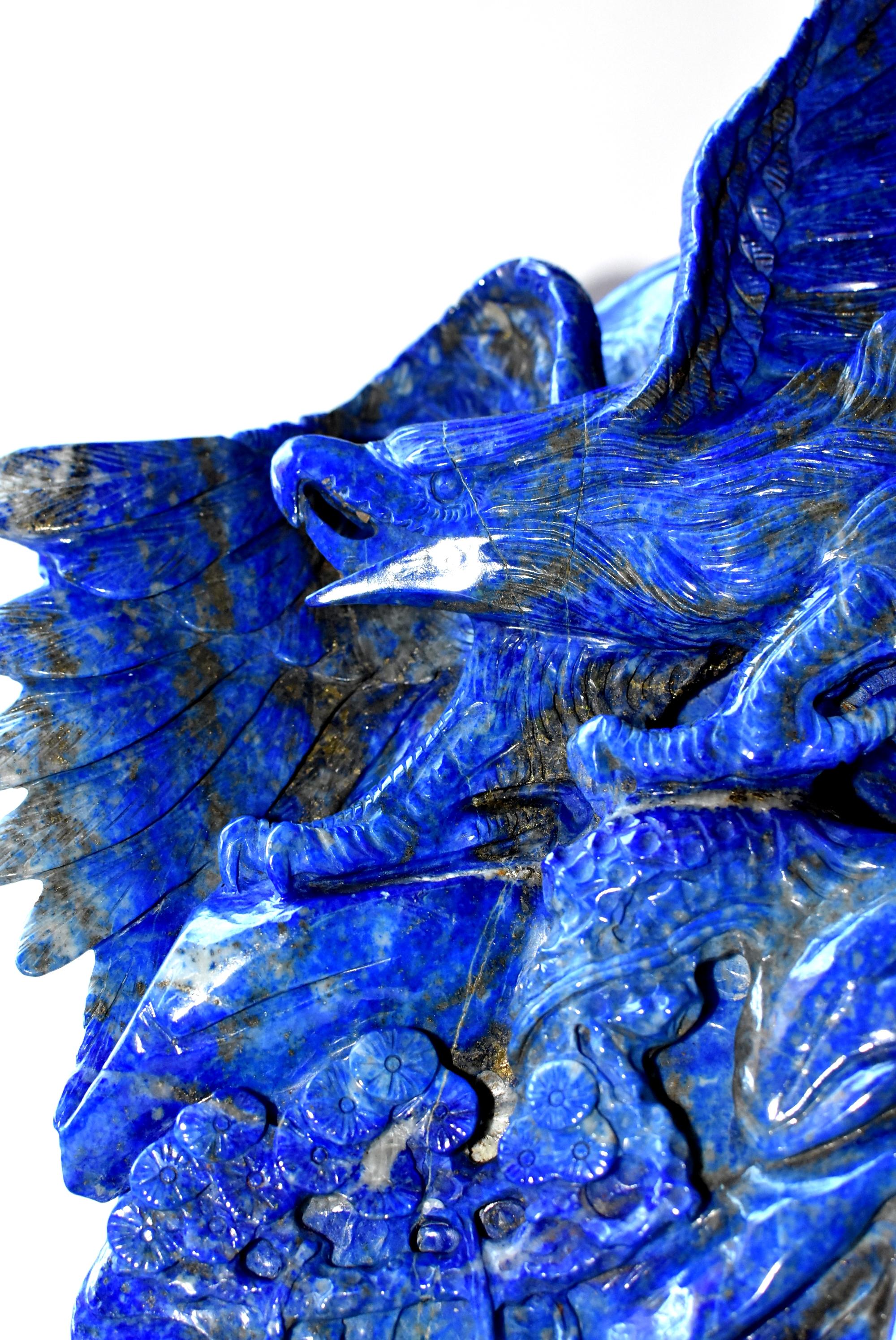 Natural Lapis Lazuli Eagle Sculpture, 8.2 Lb Large Statue 12