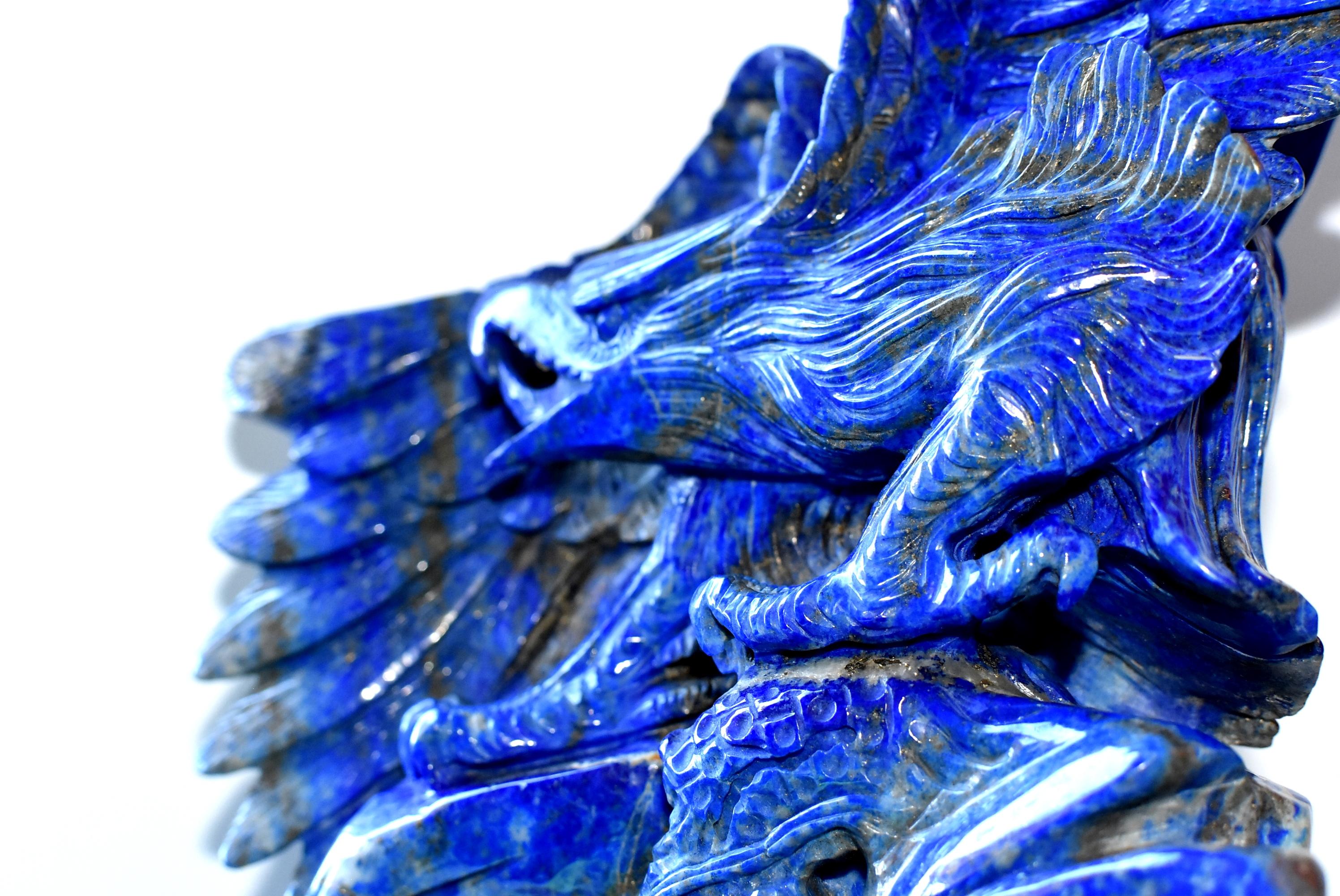 Natural Lapis Lazuli Eagle Sculpture, 8.2 Lb Large Statue 13