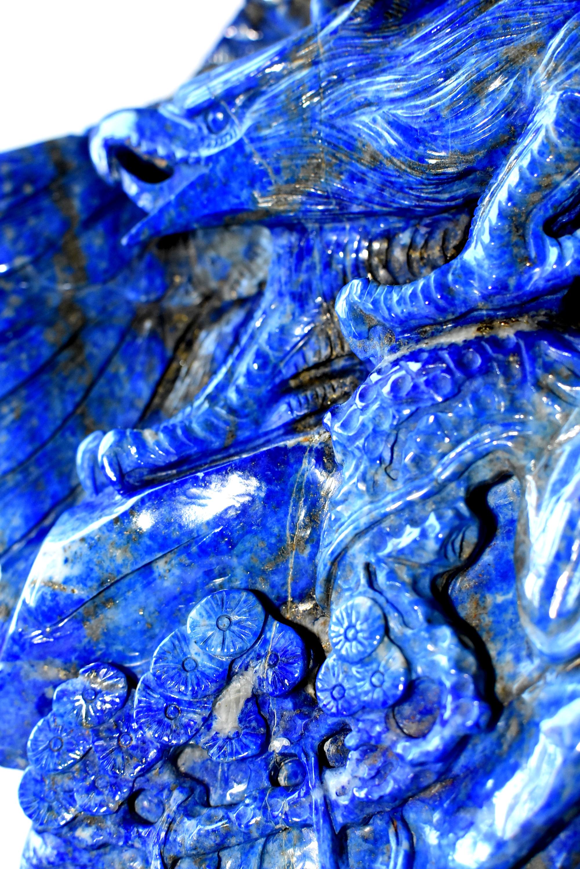Natural Lapis Lazuli Eagle Sculpture, 8.2 Lb Large Statue 14