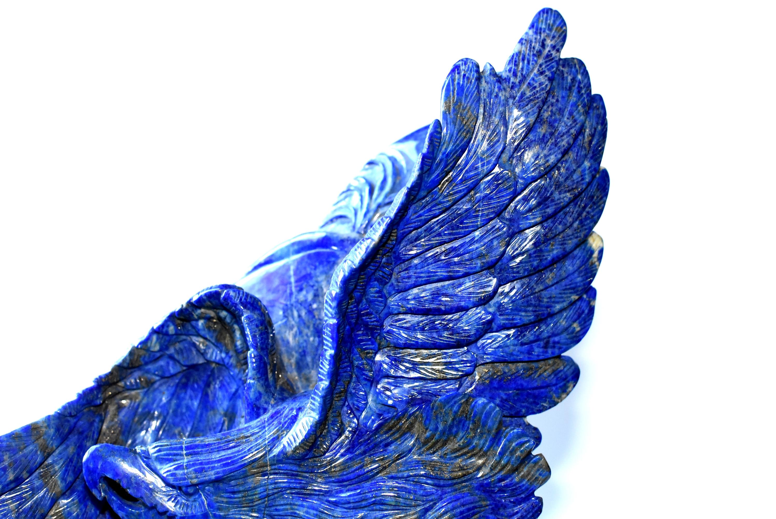 Afghan Natural Lapis Lazuli Eagle Sculpture, 8.2 Lb Large Statue