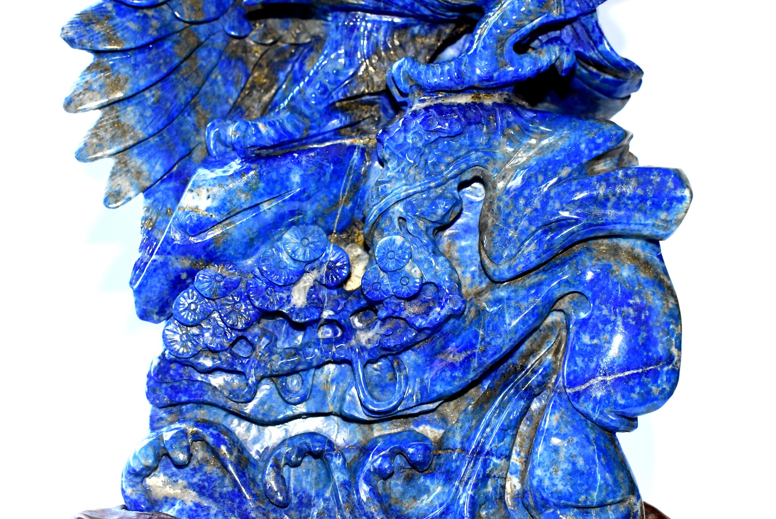 Natural Lapis Lazuli Eagle Sculpture, 8.2 Lb Large Statue In Excellent Condition In Somis, CA