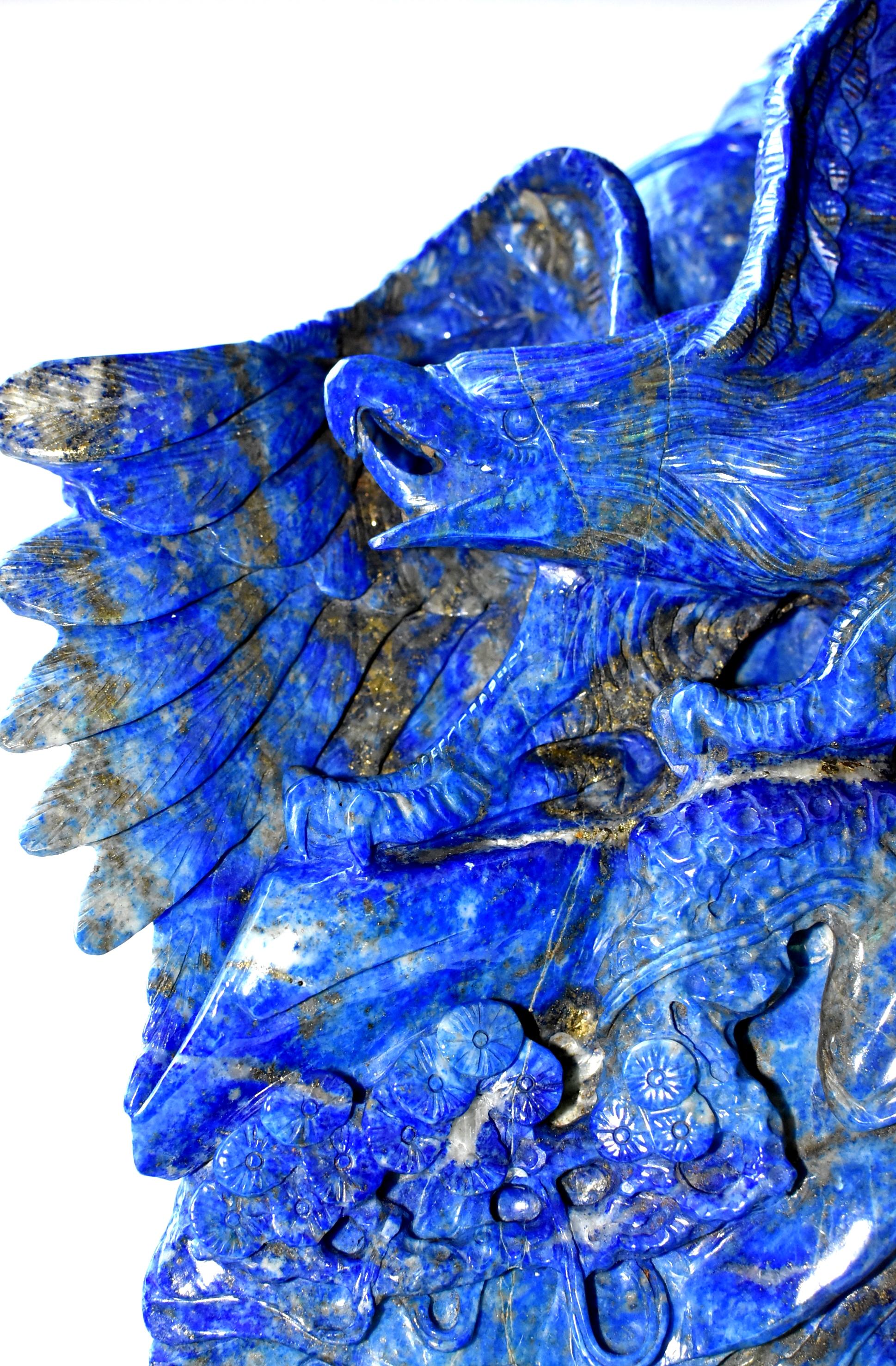 Contemporary Natural Lapis Lazuli Eagle Sculpture, 8.2 Lb Large Statue