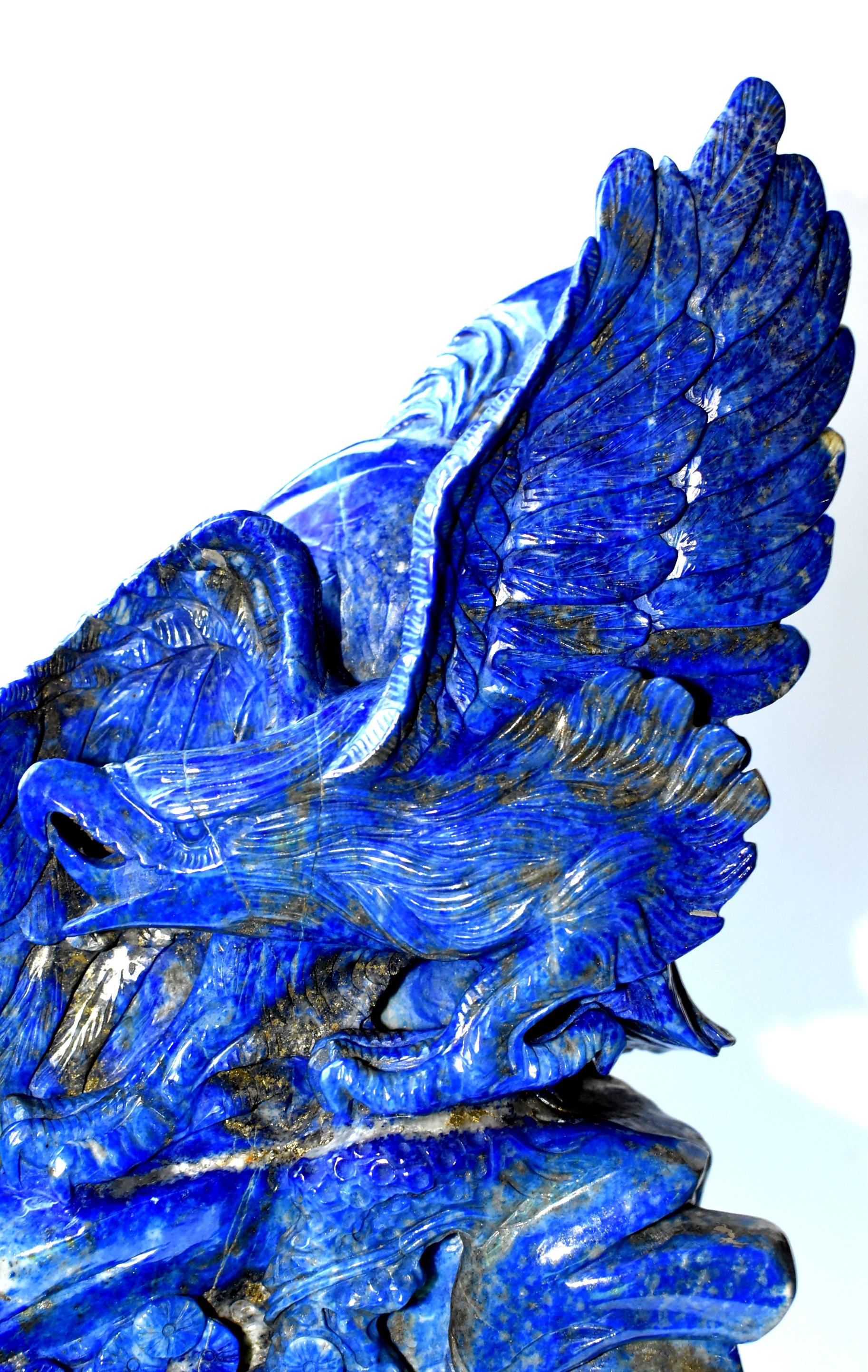Natural Lapis Lazuli Eagle Sculpture, 8.2 Lb Large Statue 1
