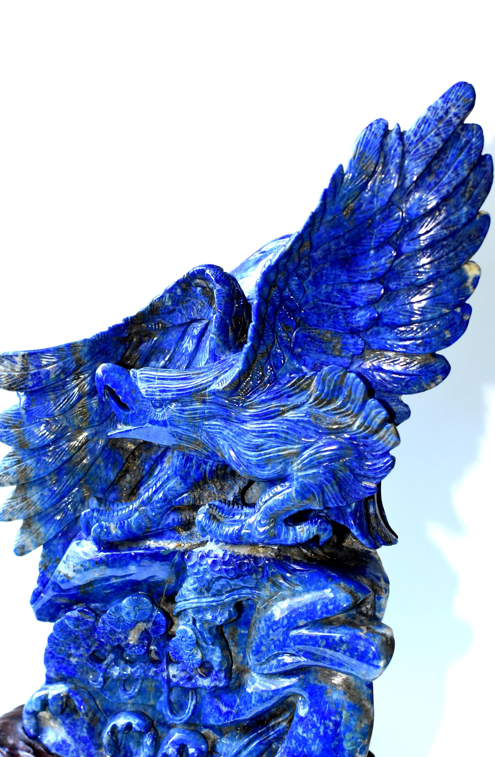 Natural Lapis Lazuli Eagle Sculpture, 8.2 Lb Large Statue 2