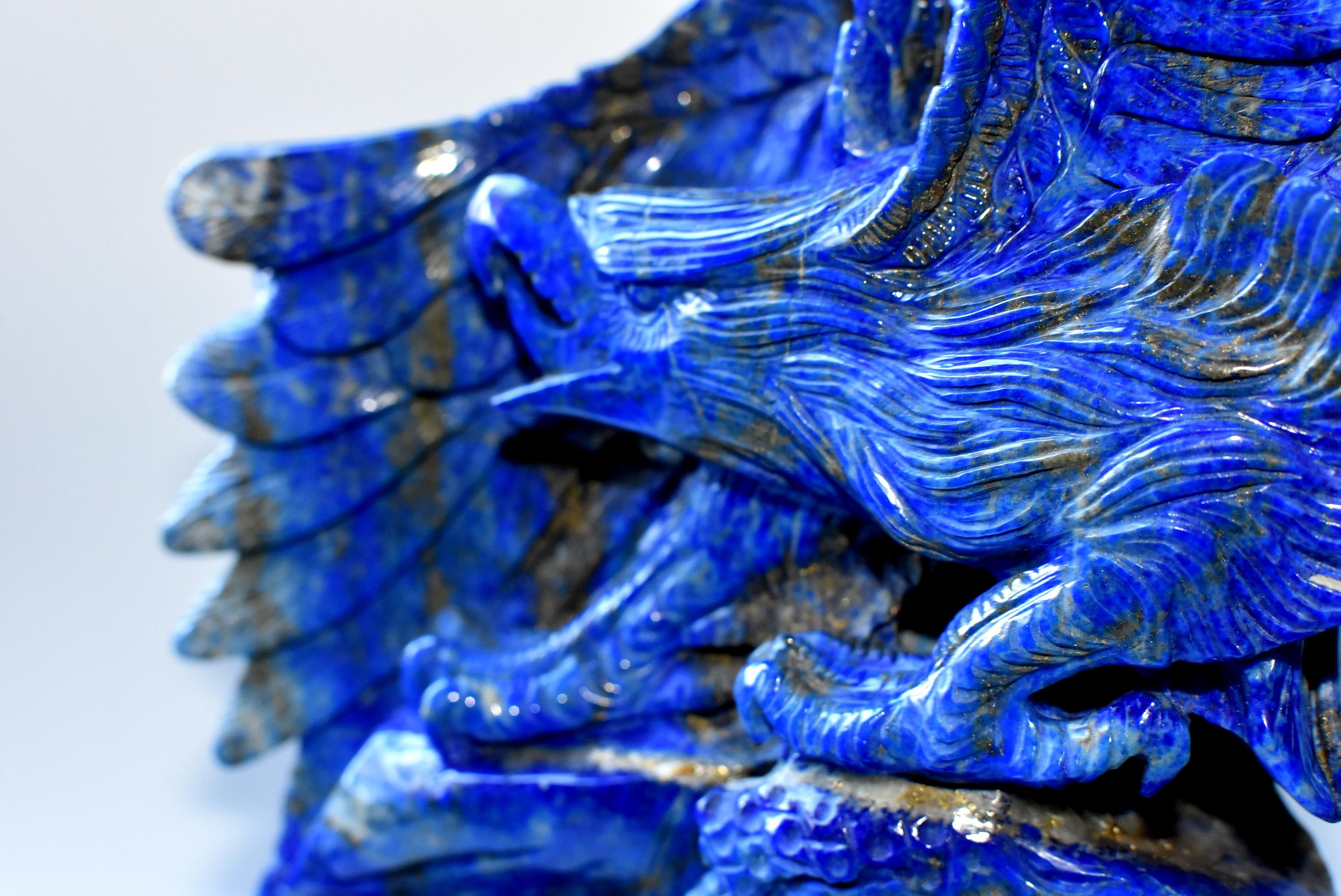 Natural Lapis Lazuli Eagle Sculpture, 8.2 Lb Large Statue 3