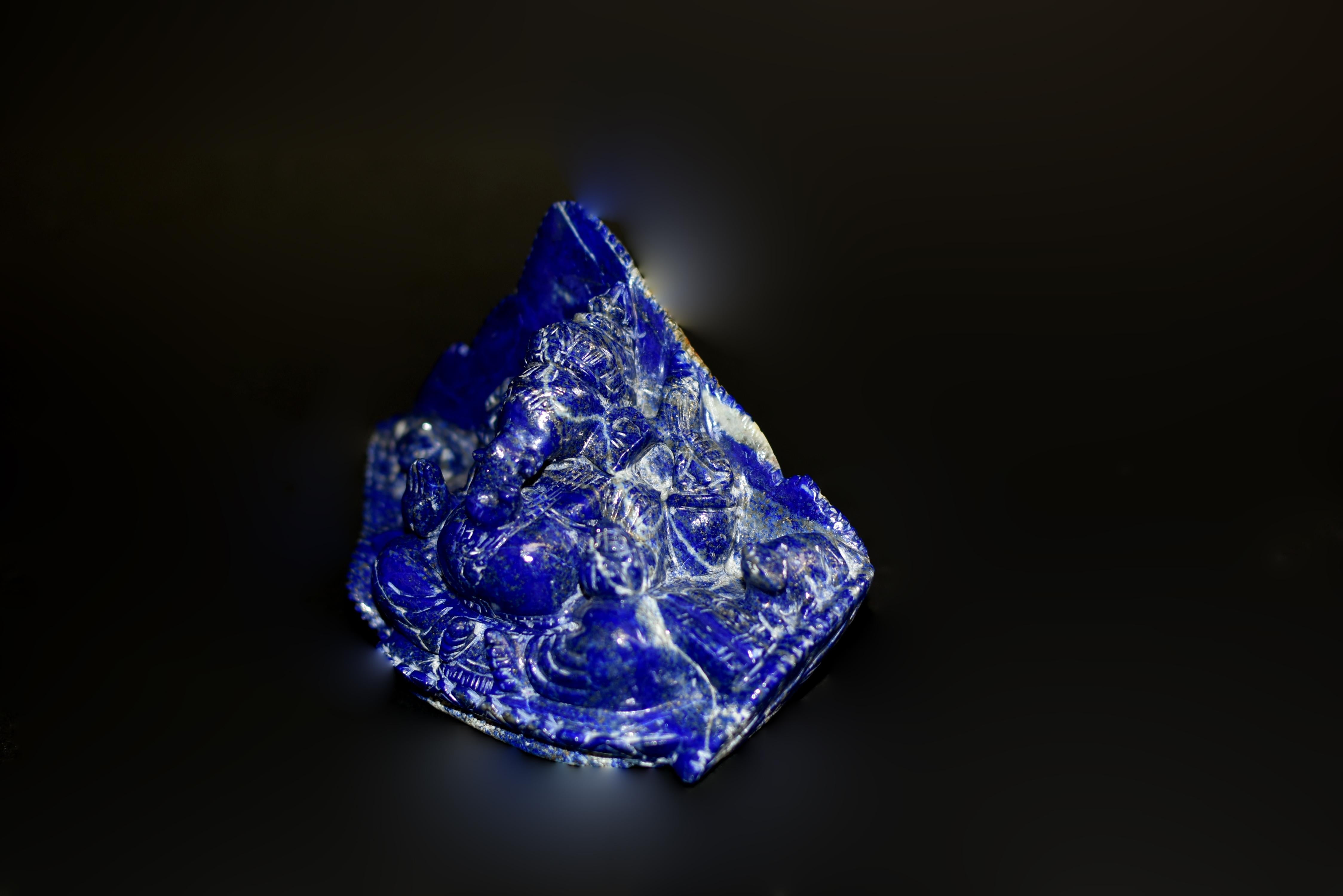20th Century Natural Lapis Lazuli Ganesha For Sale