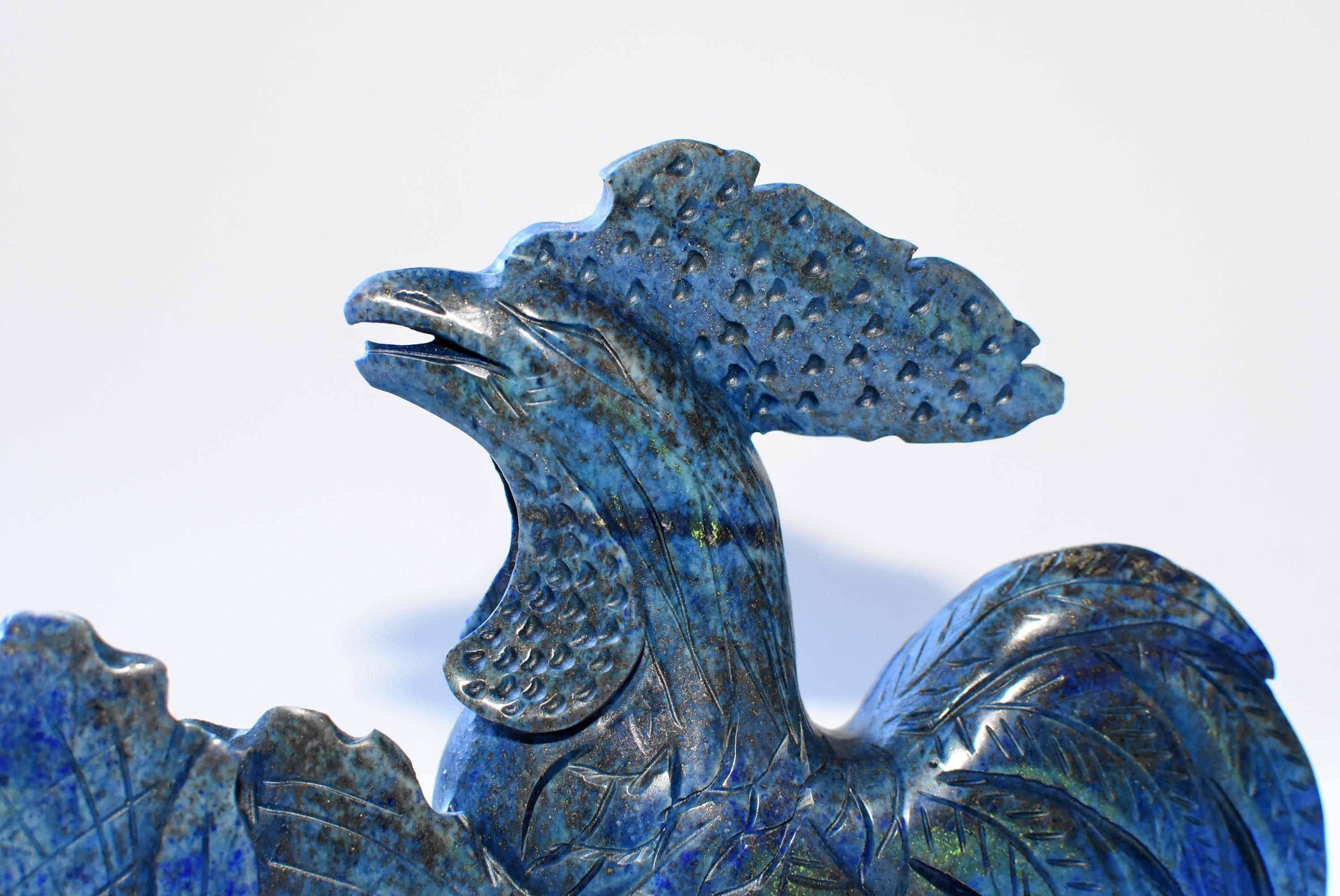 Natural Lapis Lazuli Rooster Sculpture 8