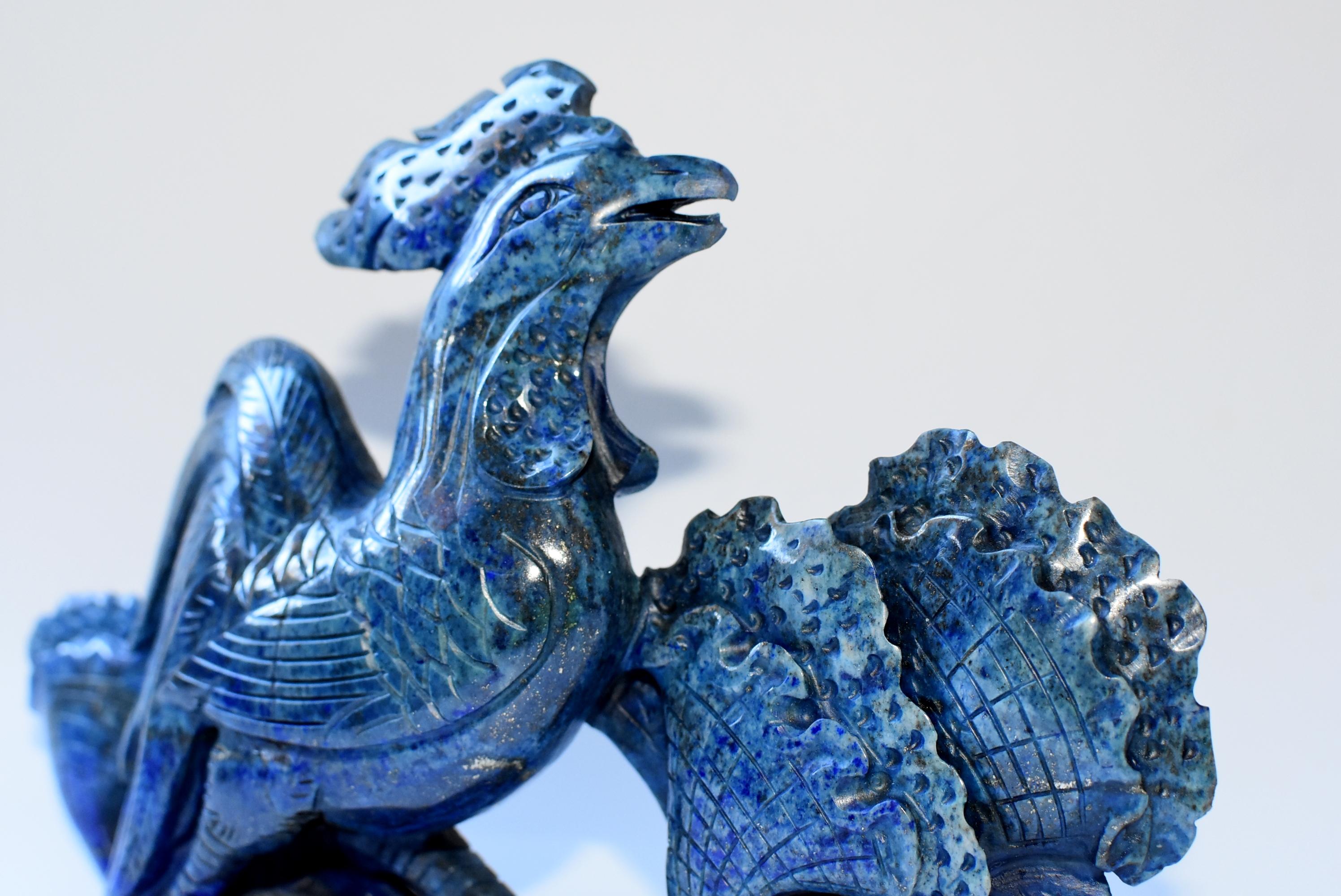 Contemporary Natural Lapis Lazuli Rooster Sculpture