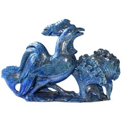 Escultura de gallo de lapislázuli natural