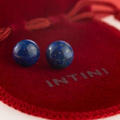 Natural Lapis Lazuli Round Cabochon Gold Plate Stud Retro Cocktail Earrings