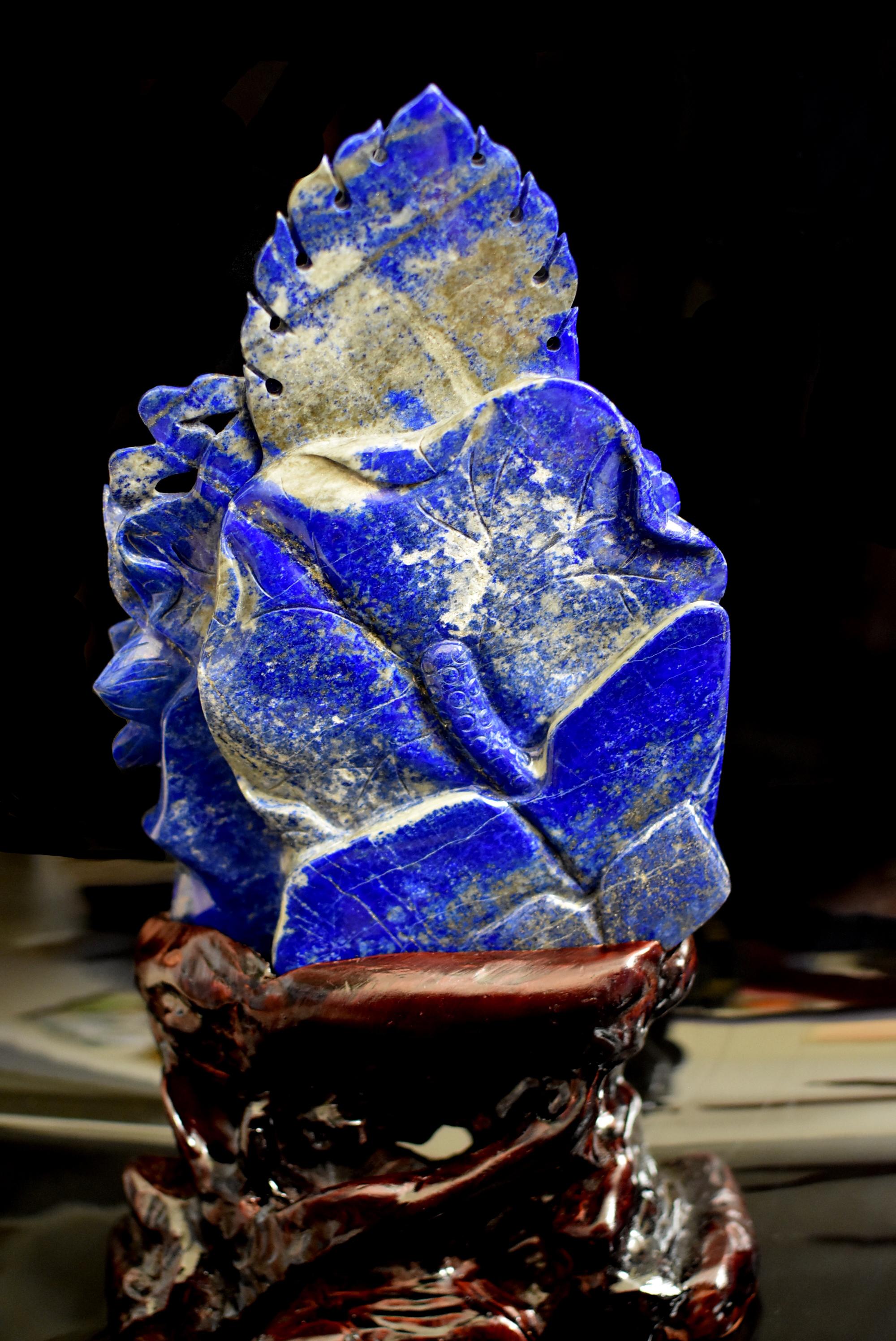 Natural Lapis Lazuli Statue of Guan Yin 6 lb Finest Grade For Sale 8