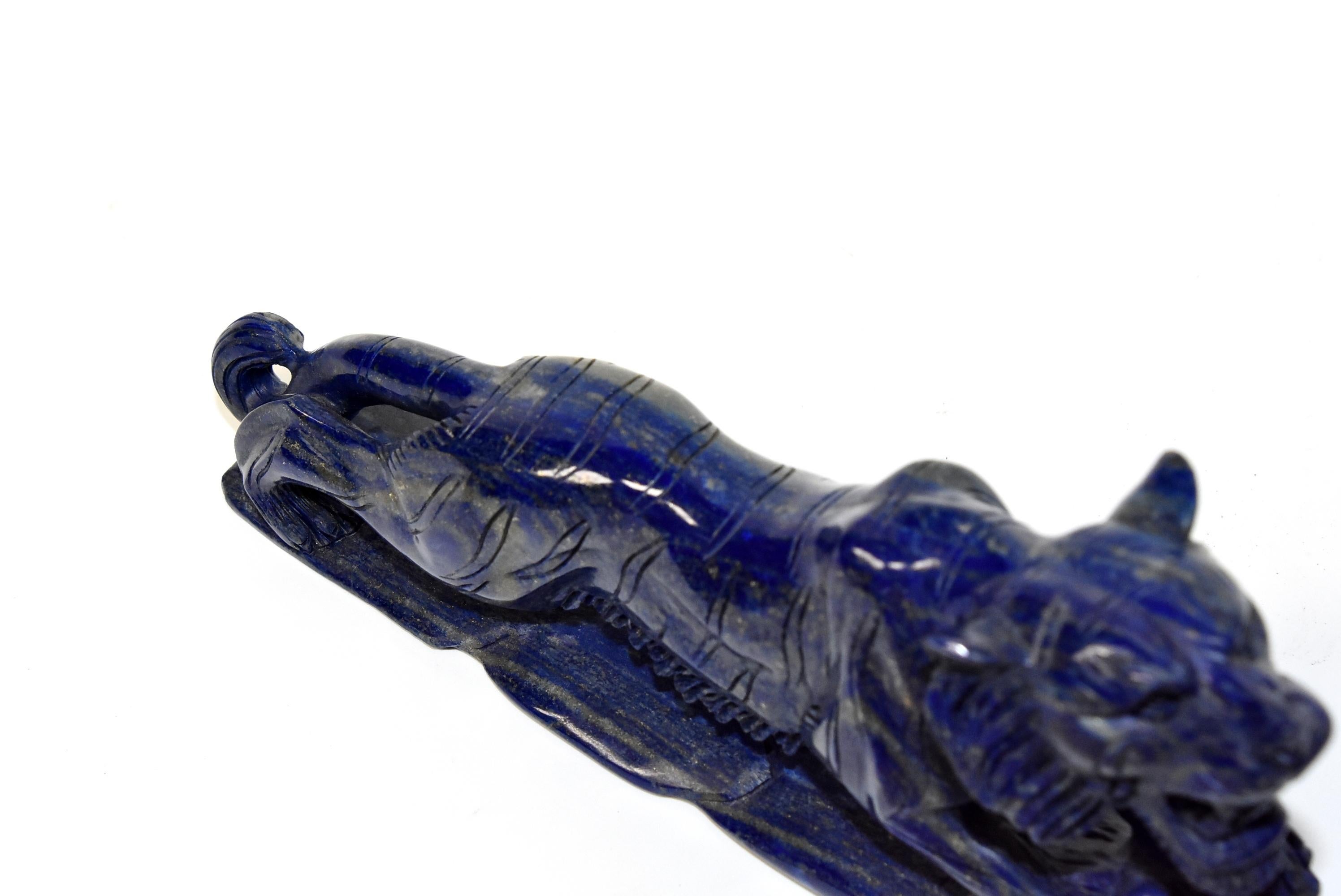 Natural Lapis Lazuli Tiger Sculpture 8