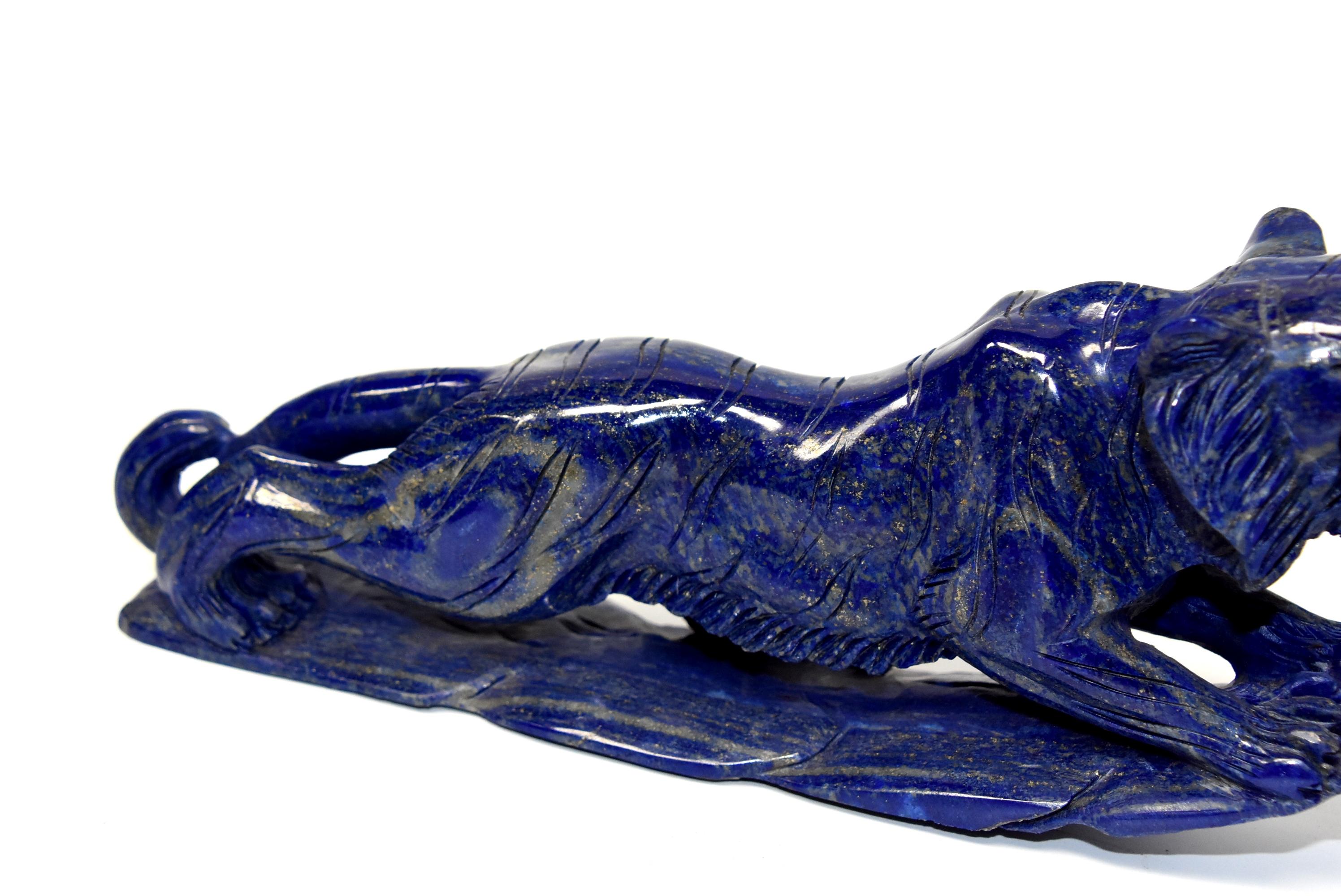 Afghan Natural Lapis Lazuli Tiger Sculpture