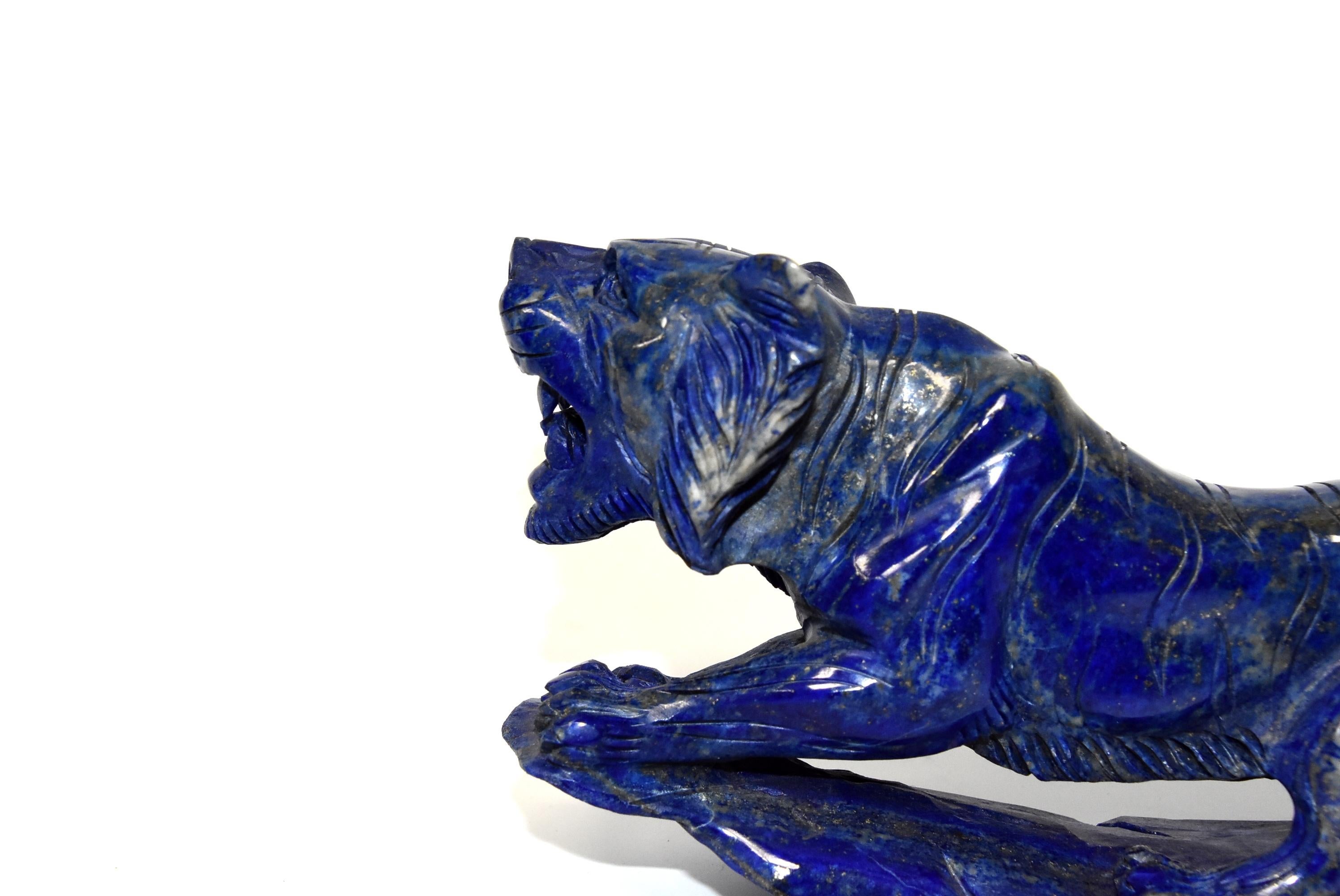 Contemporary Natural Lapis Lazuli Tiger Sculpture