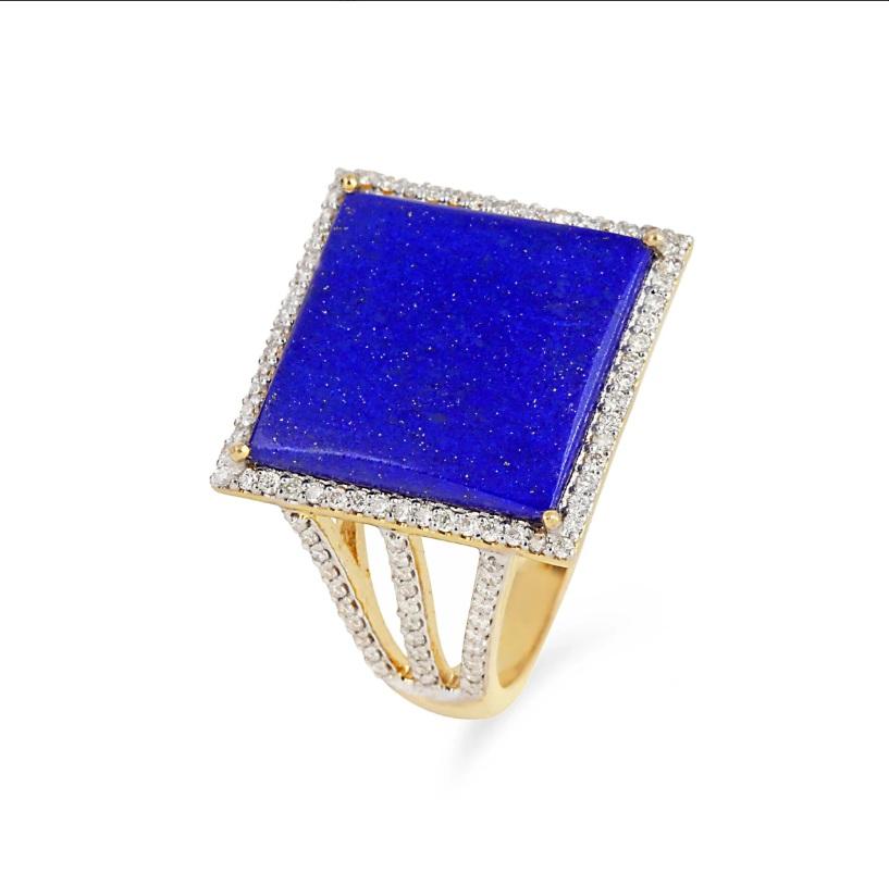 Natural Lapis Ring 14K gold For Sale 1