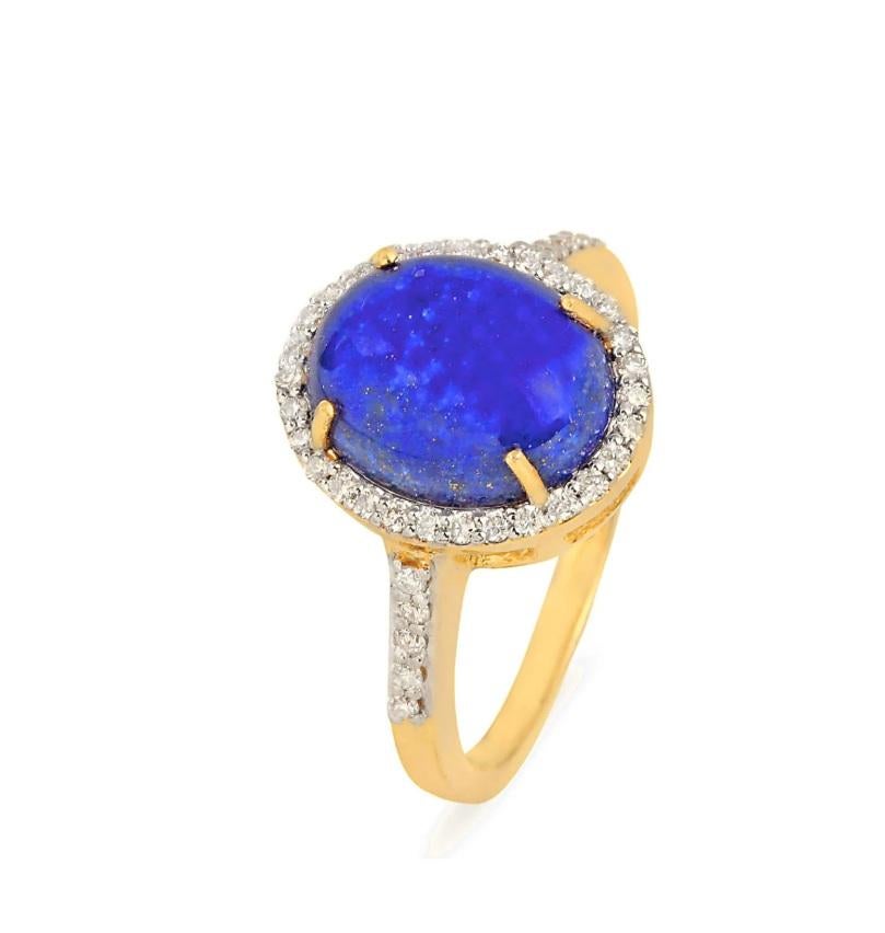 Anello di Lapis naturale in oro 14 carati in vendita 4