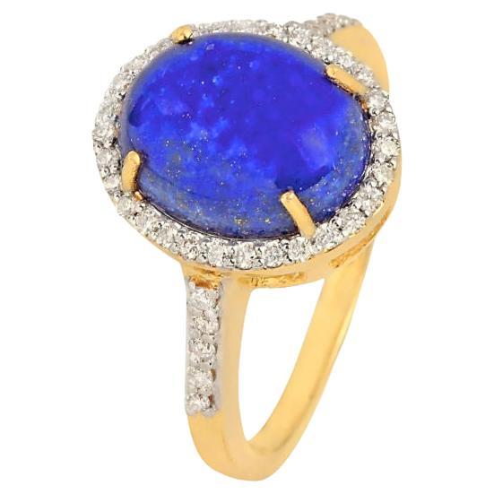Anello di Lapis naturale in oro 14 carati