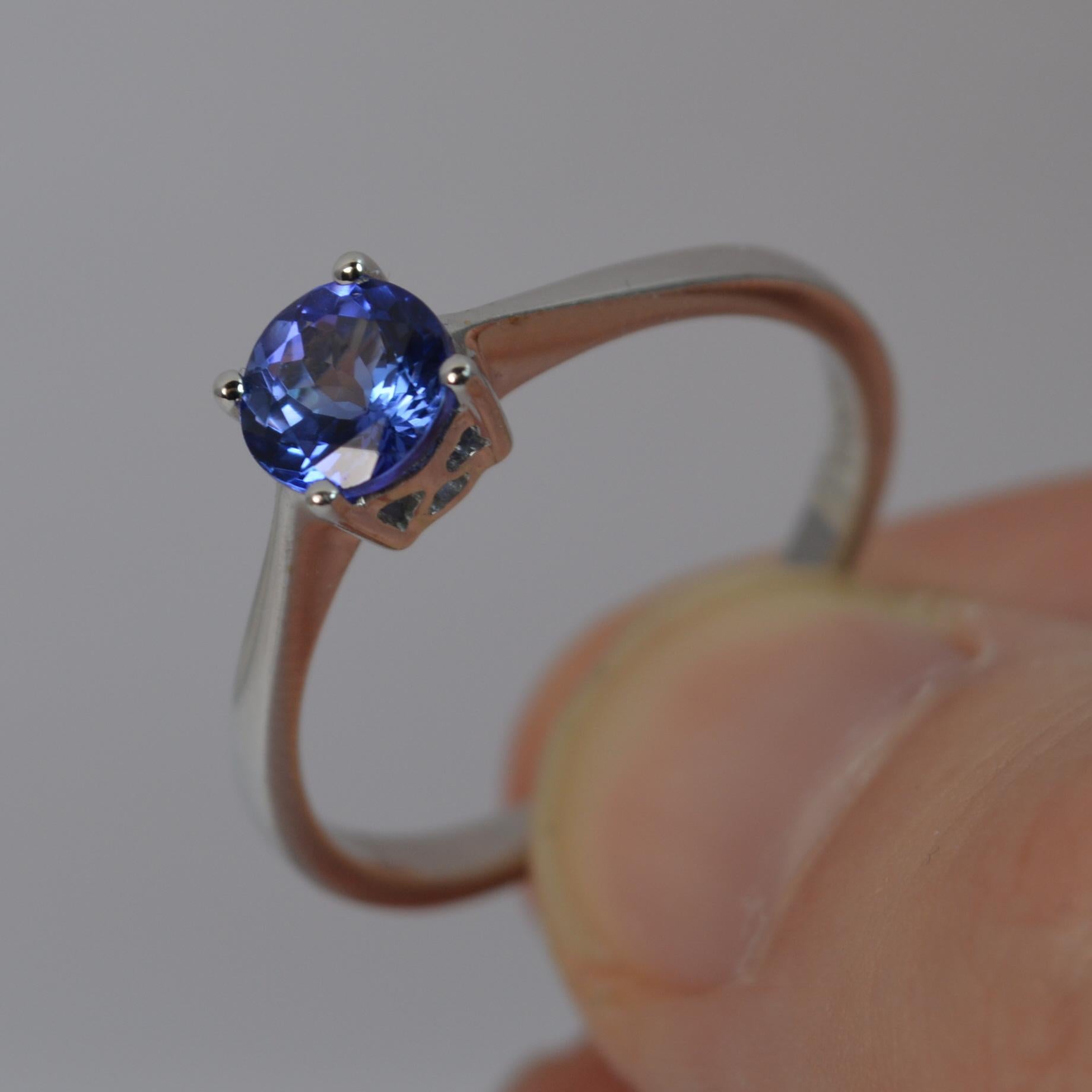 Natural Large Tanzanite Solitaire 18 Carat White Gold Ring In Excellent Condition In St Helens, GB