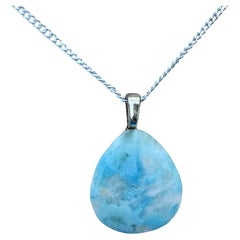 Collana con ciondolo in pietra semipreziosa di Larimar naturale (rara)