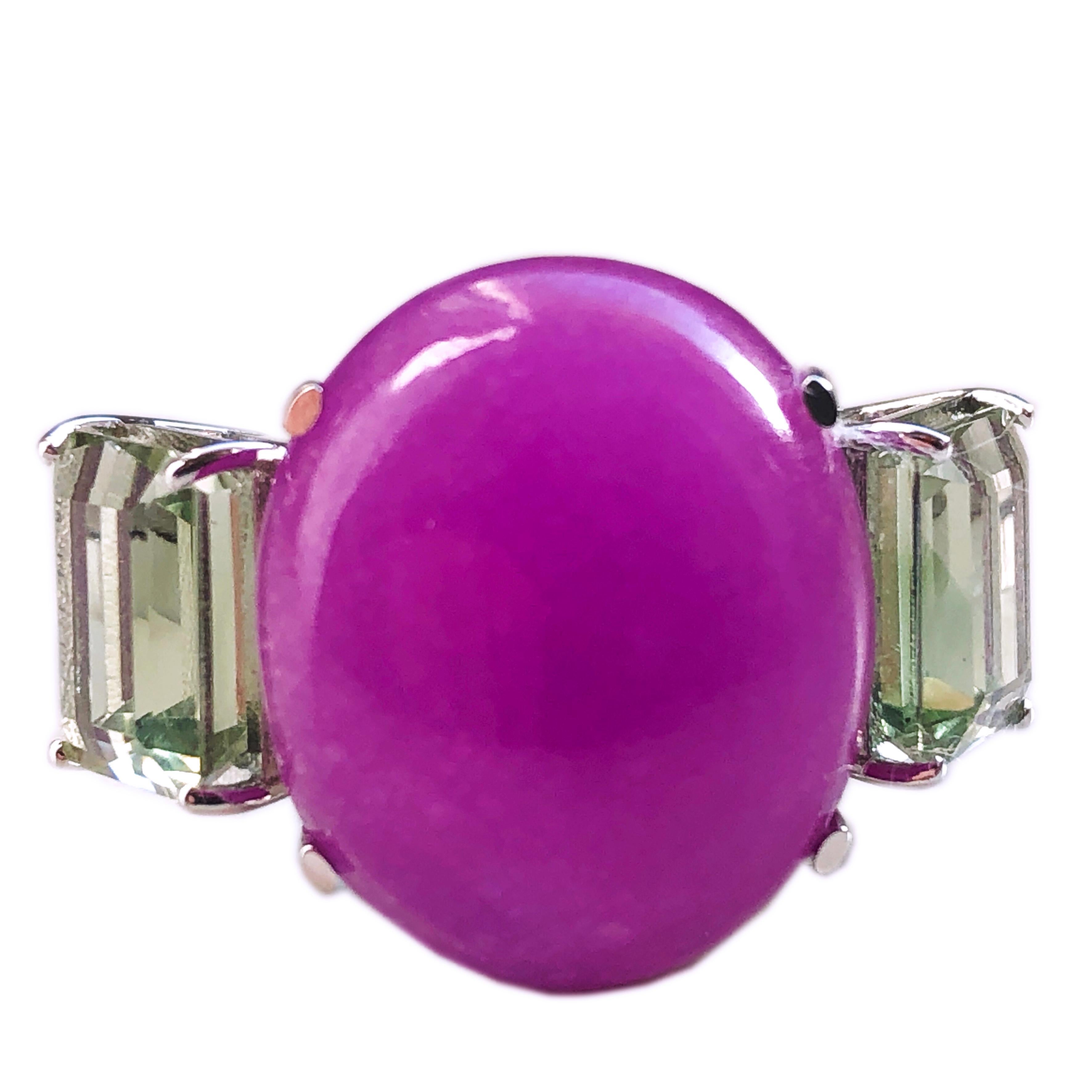 Women's One-of-a-kind Natural Lavender Jade Prasiolite Contemporary Cocktail Ring