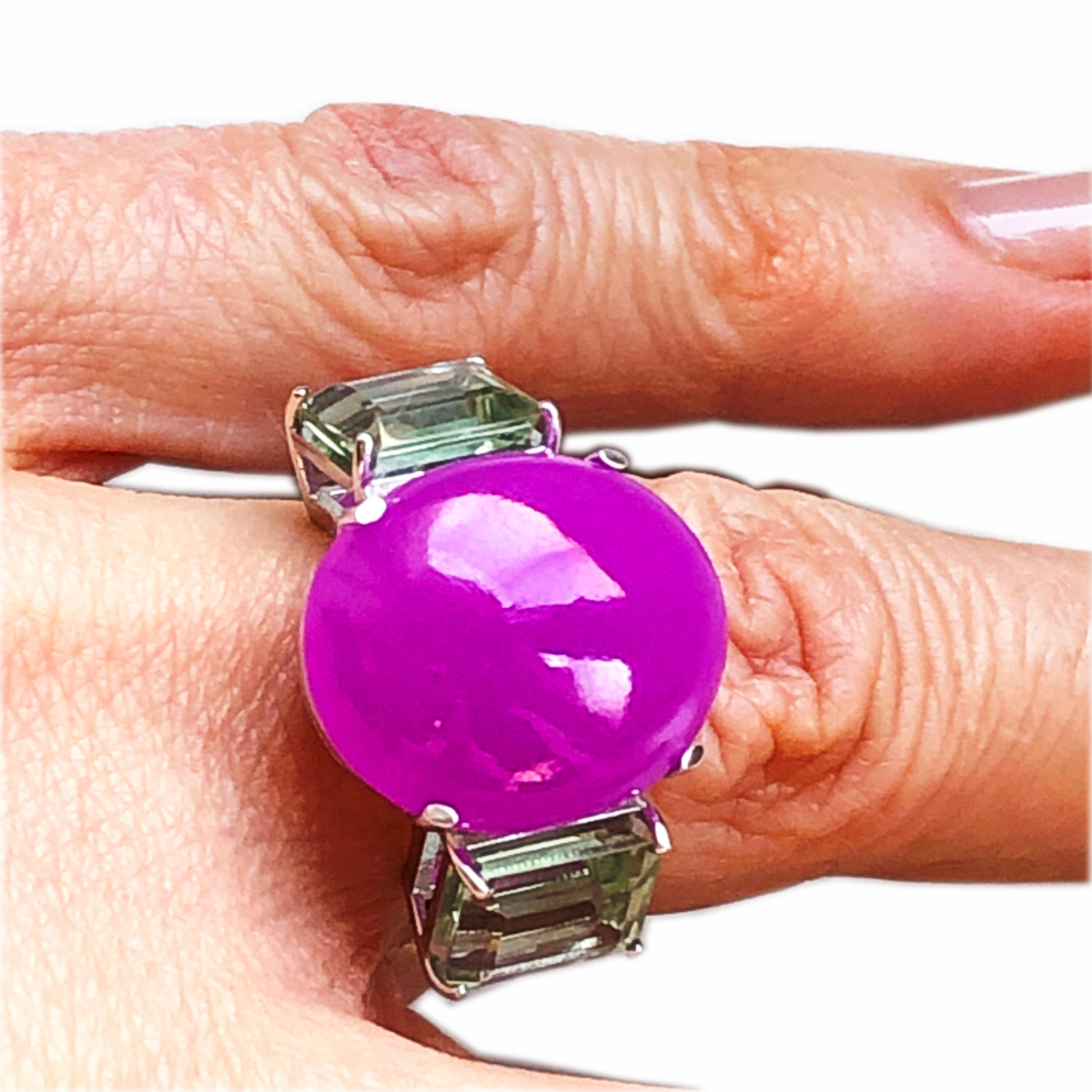 One-of-a-kind Natural Lavender Jade Prasiolite Contemporary Cocktail Ring 2
