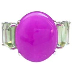 One-of-a-kind Natural Lavender Jade Prasiolite Contemporary Cocktail Ring