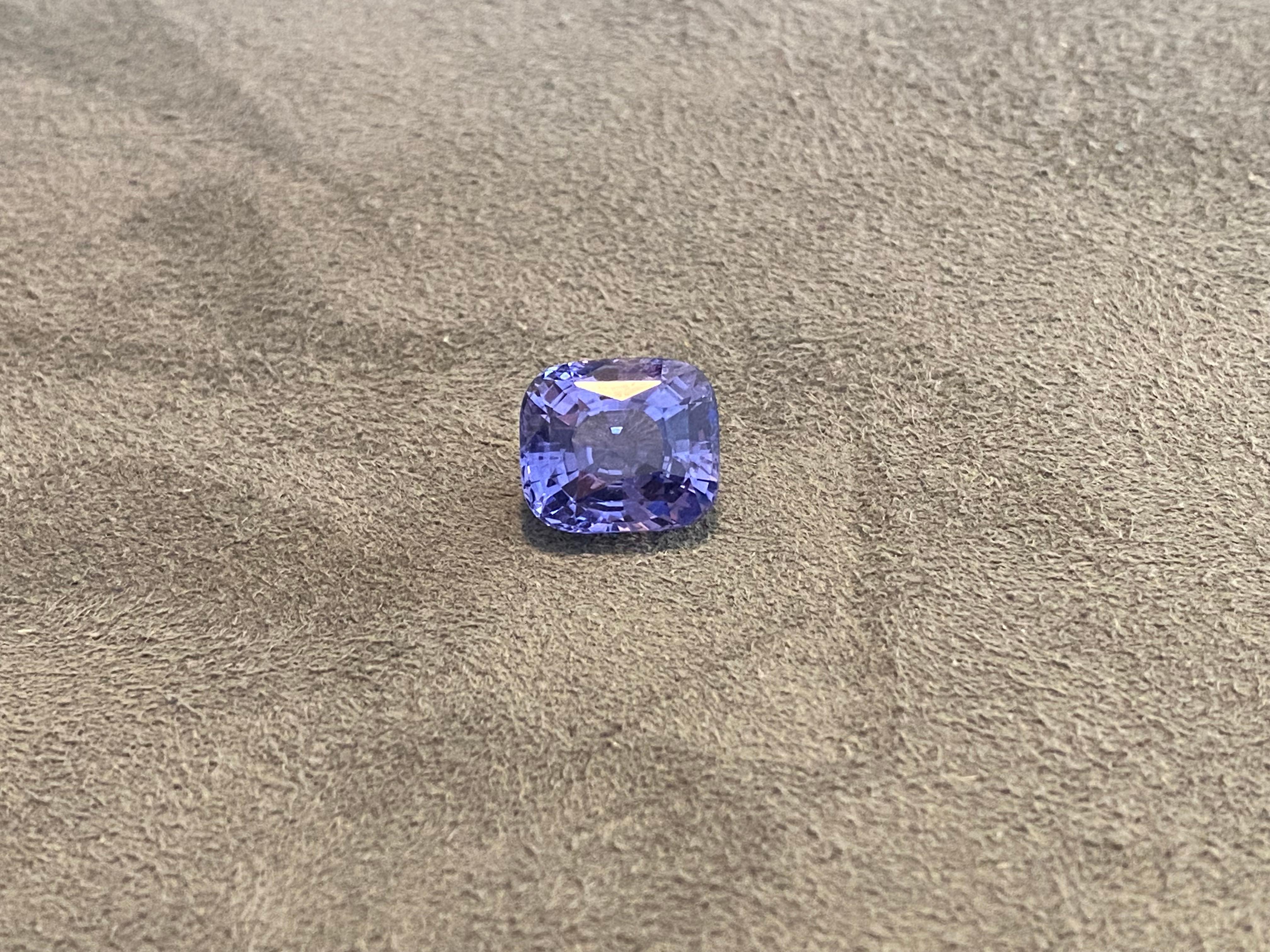 A GRS certified Lavender Sapphire (origin Sri Lanka, No Heat) of 12.34cts. Certified as 'Natural Lavender Sapphire'. Certificate available upon request. The stone measures 13.02x11.49x8.56 mm. 