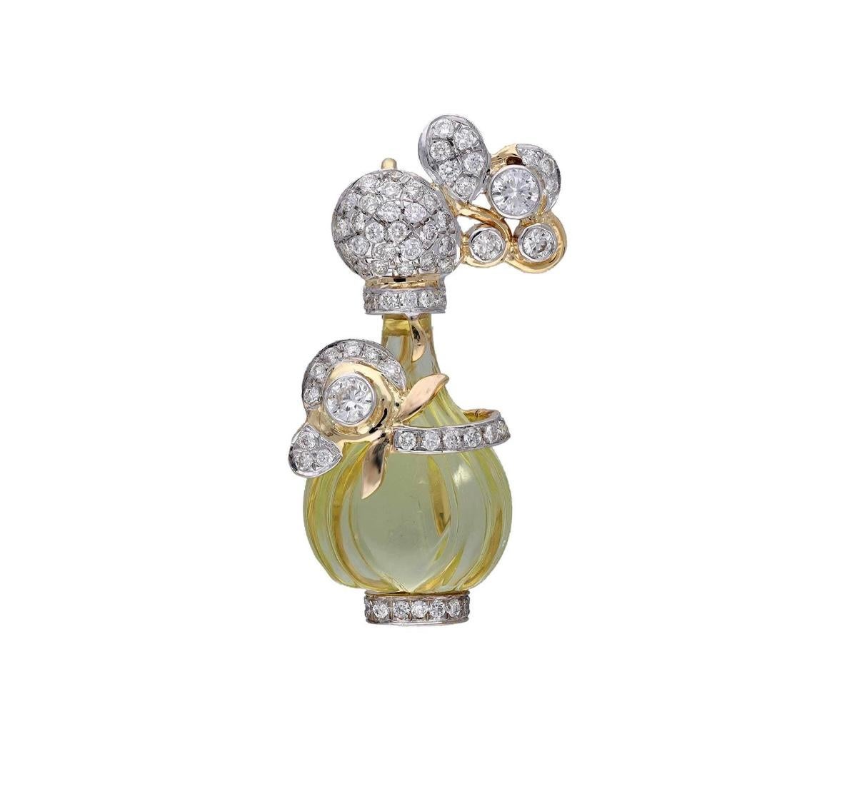 Spilla con diamante Nature lemon quatrz in oro 18 carati In condizioni Nuovo in vendita a jaipur, IN