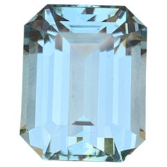 Gema suelta de aguamarina azul claro natural, de 17.12 quilates, con corte esmeralda, para colgante