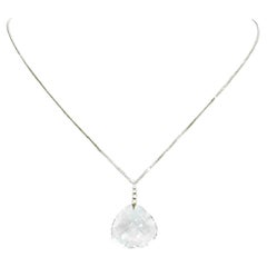 Natürlicher hellblauer Topas und Diamanten Paradizia Halskette