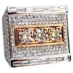 Natural Light Fancy Yellow Green Diamonds Mens Ring 18 Karat Big & Tall Grande