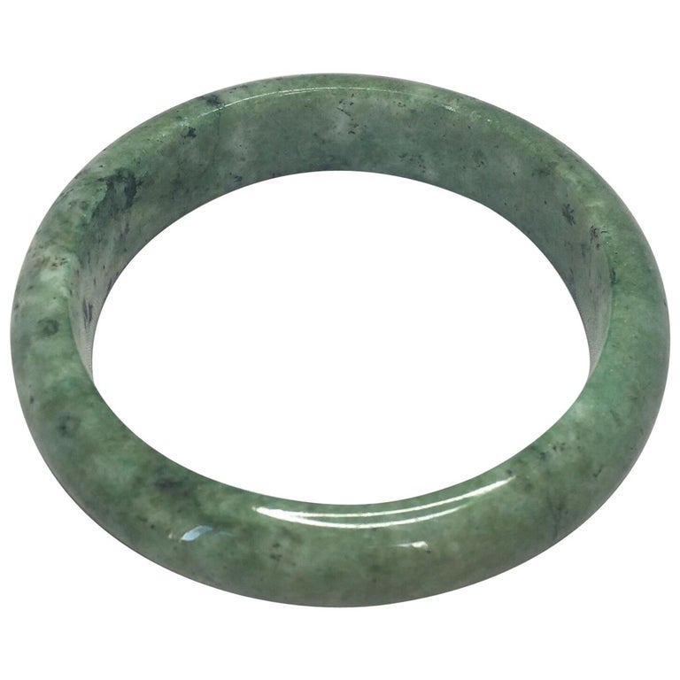 Natural Light Green Jadeite Jade Bangle Bracelet Mottled Green 77g For