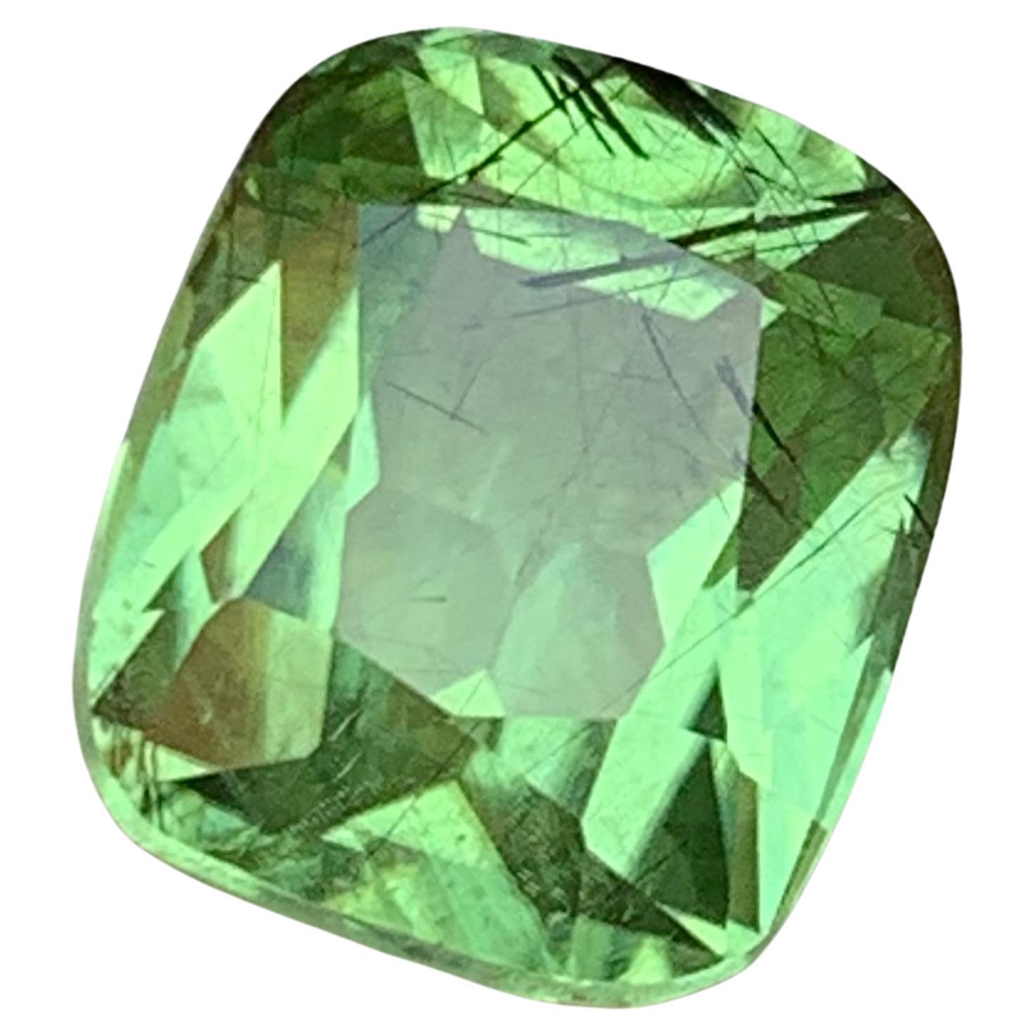 Natural Light Green Peridot Cushion Cut 5.36 Carat Loose Gemstone for Ring