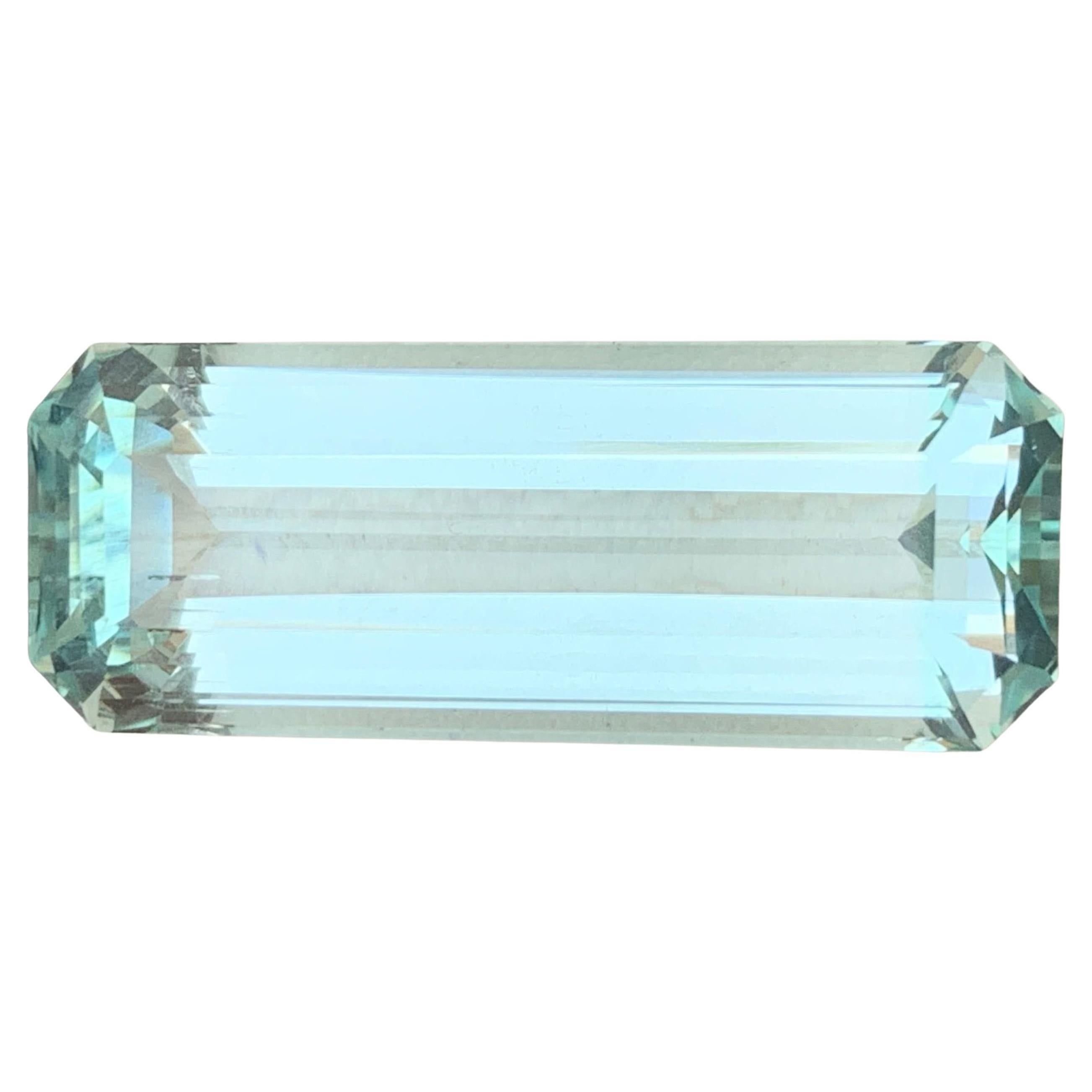 Natural Light Greenish Blue Aquamarine Emerald Cut 21.70 Carat Loose Gemstone
