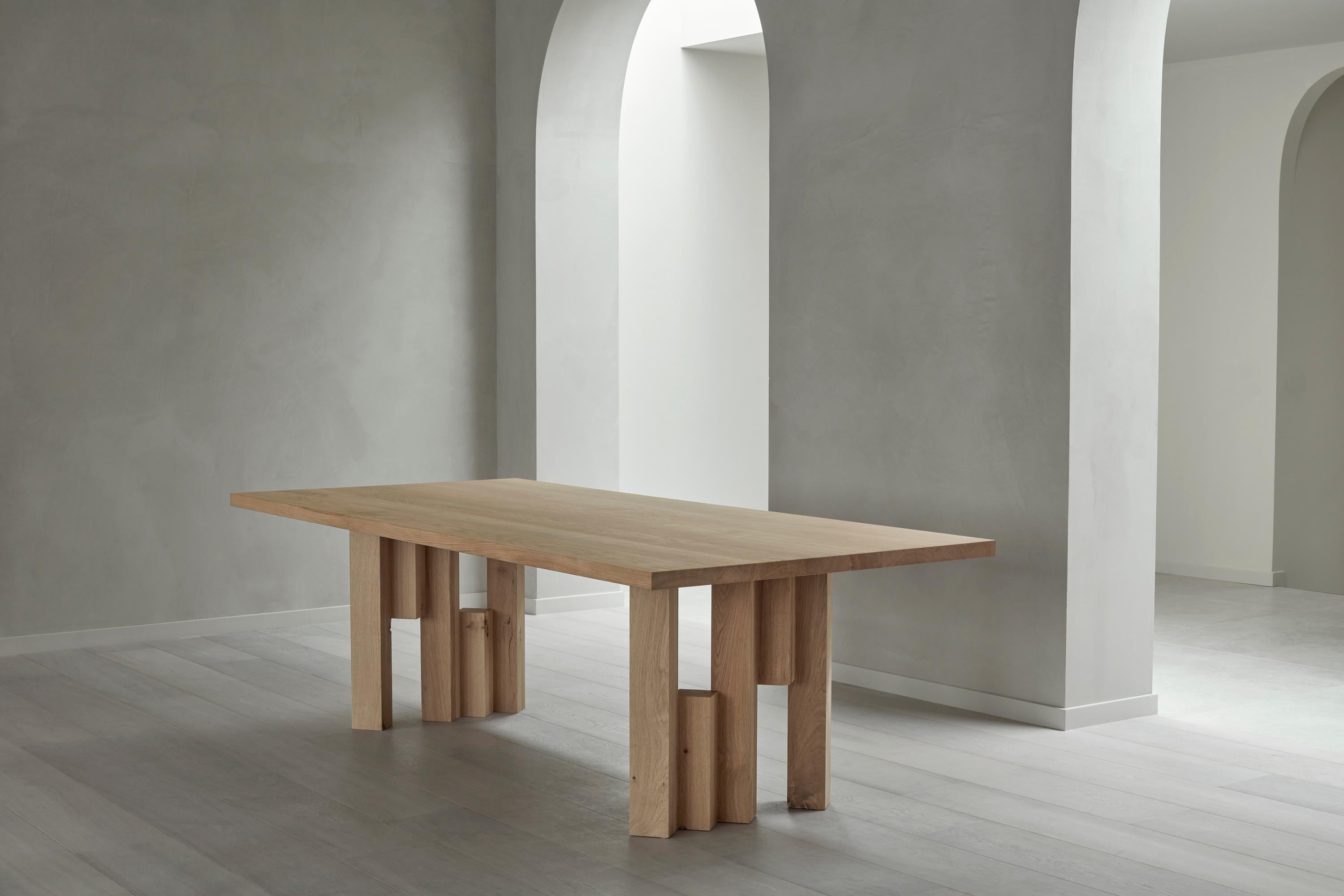 Brutalist Natural Light Oak Sculptural Fenestra Dining Table - Aad Bos for Mokko For Sale