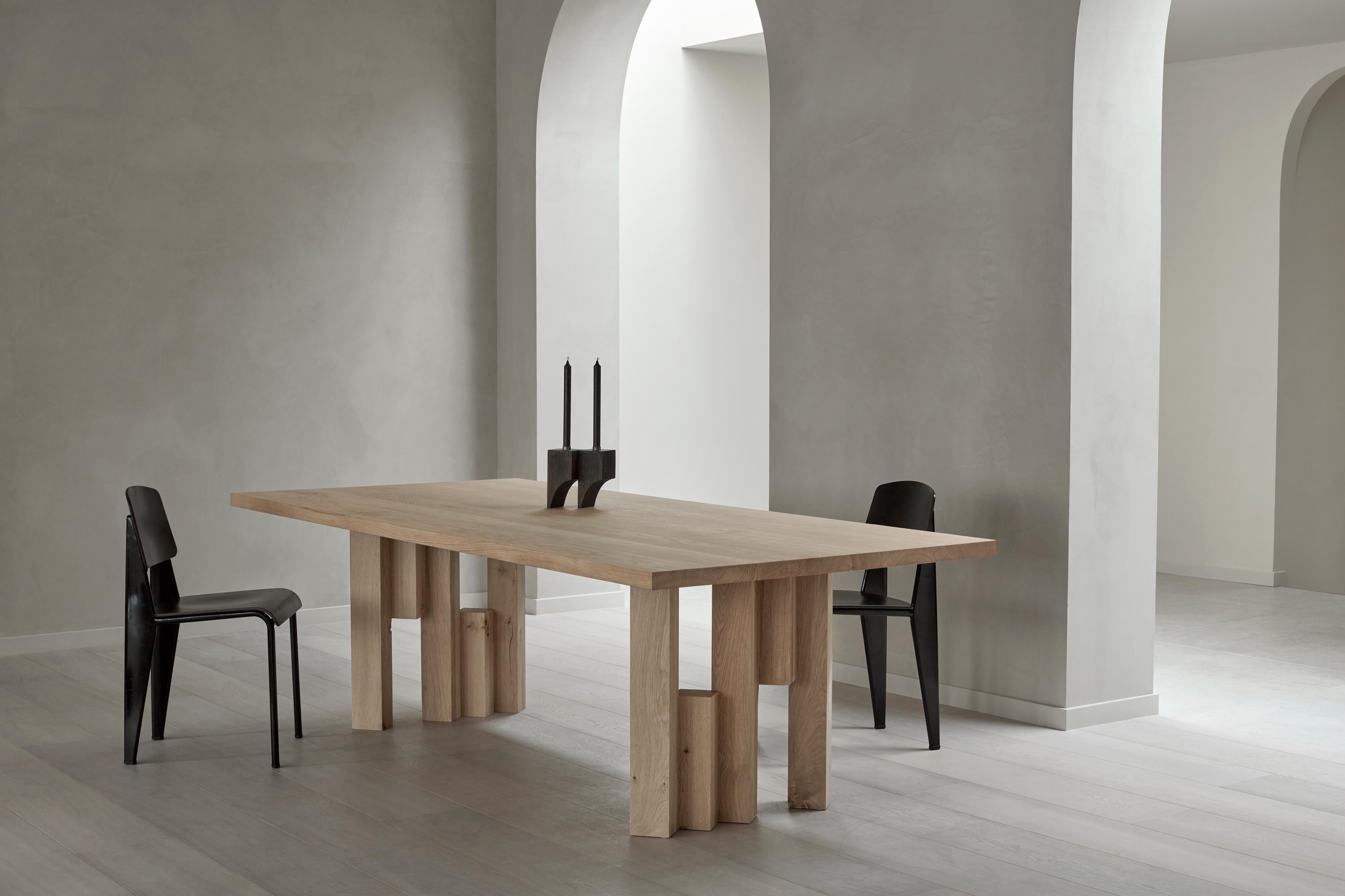Dutch Natural Light Oak Sculptural Fenestra Dining Table - Aad Bos for Mokko For Sale