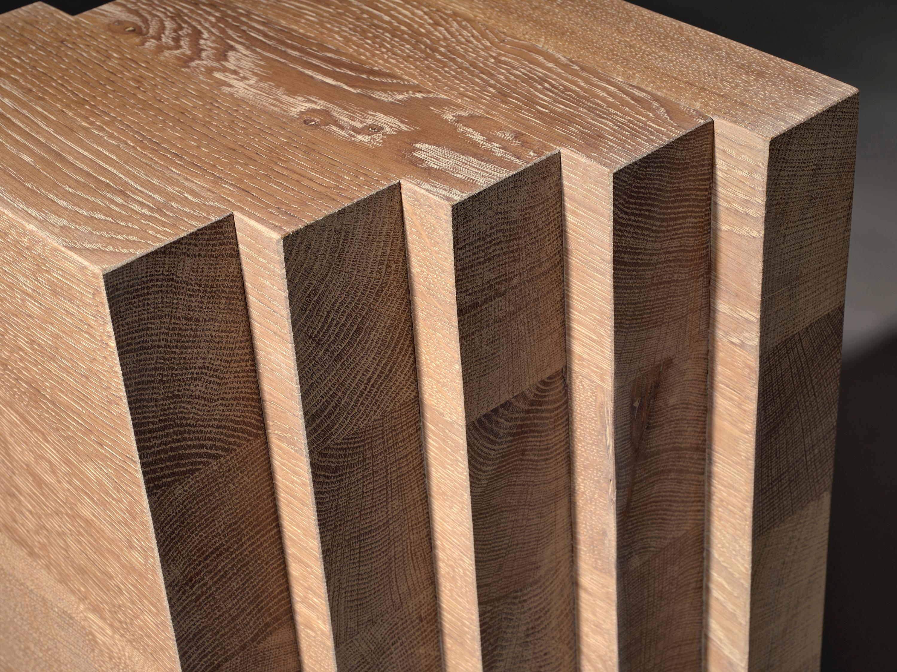 Contemporary Natural Light Oak Sculptural Side Table - Cadence by Mokko For Sale