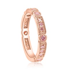 Natural Light Pink Diamond Rounds 14k Rose Gold Stackable Wedding Band Ring