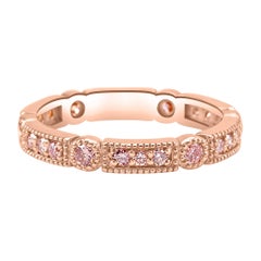 Natural Light Pink Diamond Rounds 14k Rose Gold Stackable Wedding Band Ring