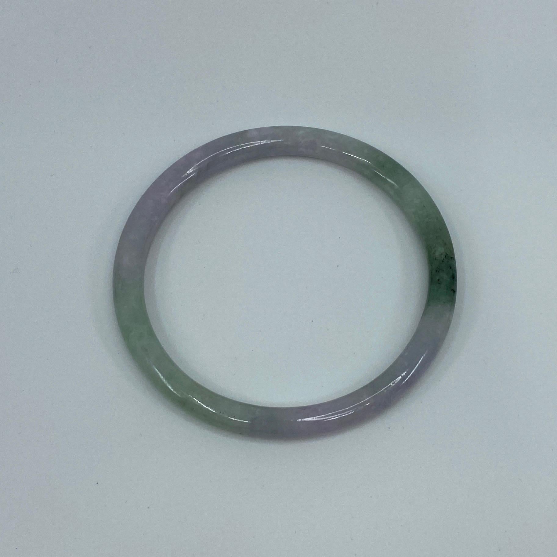 Natural Light Purple Violet Green Jadeite Jade Bangle Bracelet Mottled Green 24g In New Condition In Birmingham, GB