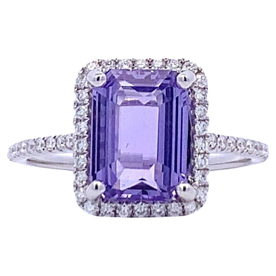 Natural Lilac Sapphire Halo Ring, 'Ref #17514' For Sale