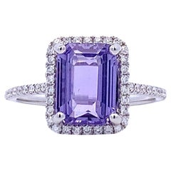 Natural Lilac Sapphire Halo Ring, 'Ref #17514'