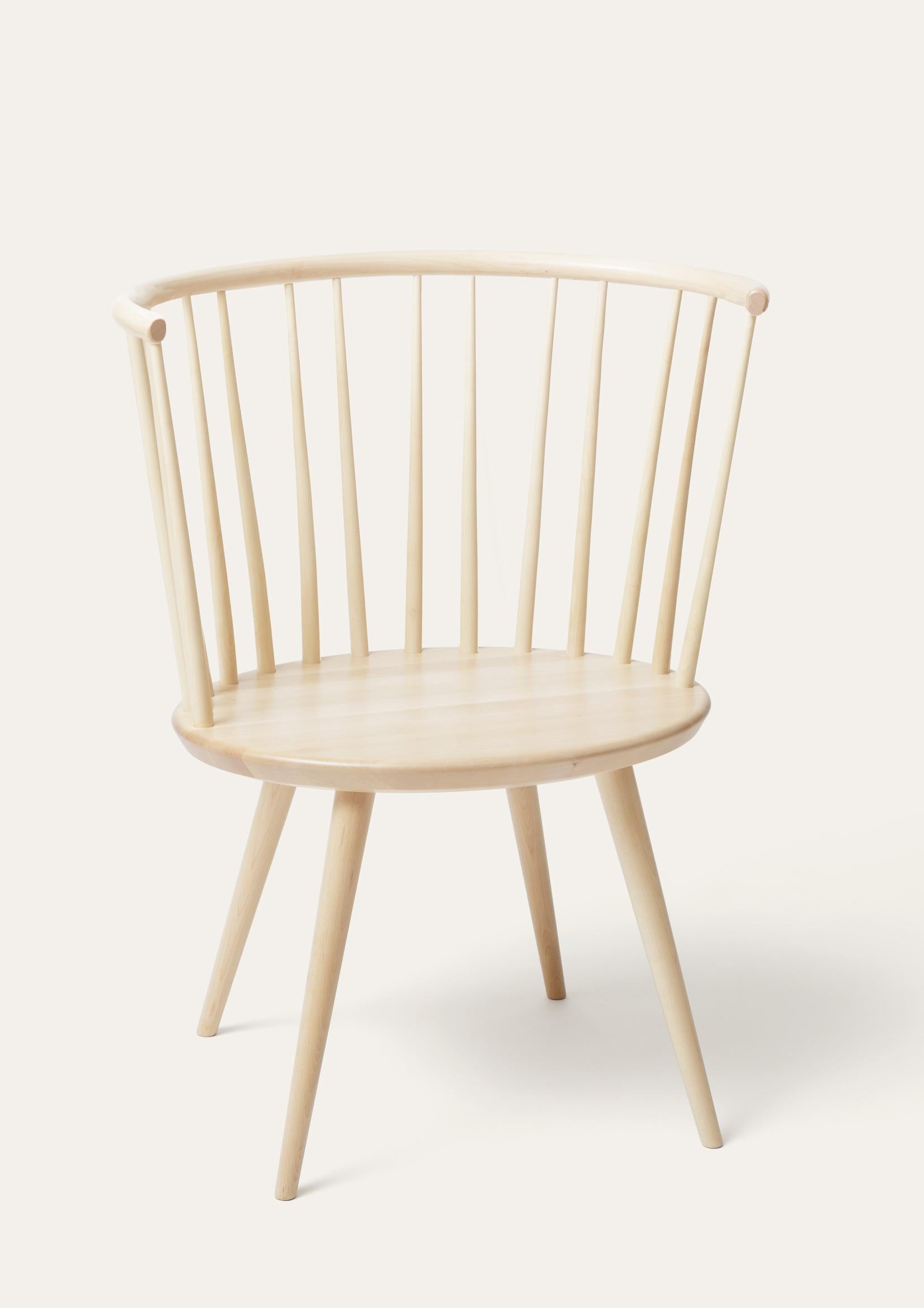 Natural Lillängen birch chair by Storängen Design
Dimensions: D 52 x W 71 x H 85 x SH 42 cm
Materials: birch wood
Also available in other colors, with seat and back cushion.

Lillängen is Storängen's younger sibling, somewhat more compact in