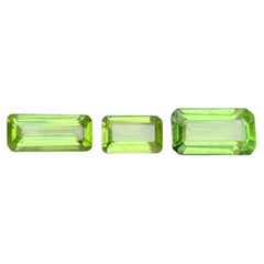 Natural Lime Green Peridot Emerald Cut 5.21Ct Loose Gemstones Parcel for Jewelry